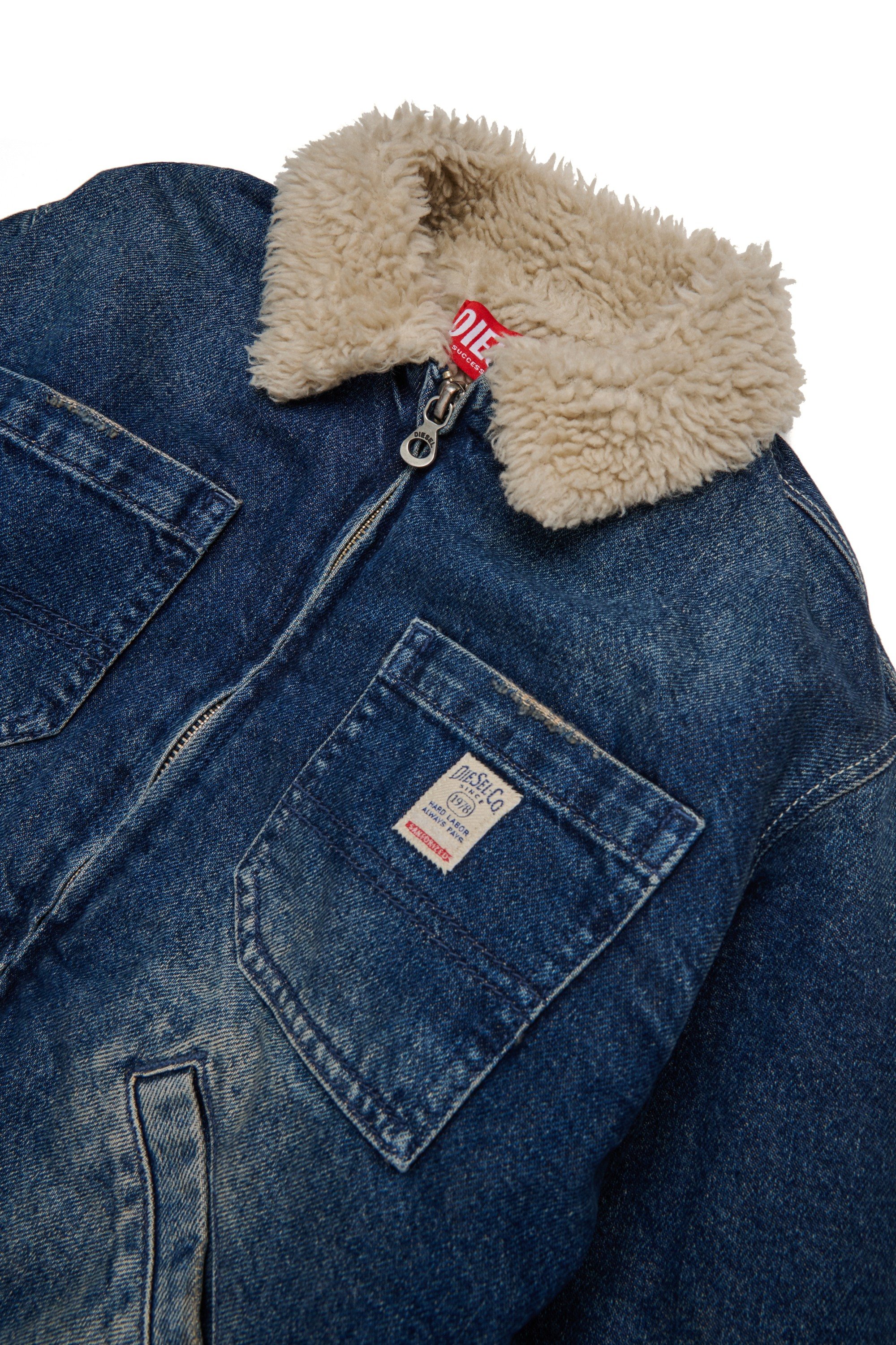 Dark Blue Denim jacket with fur collar