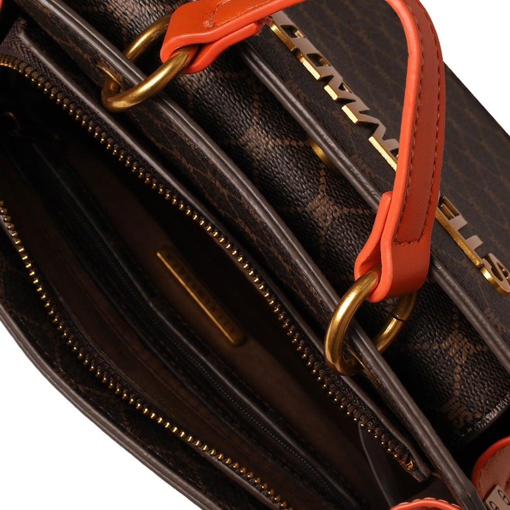 Bevelynd Brown Multi Satchel