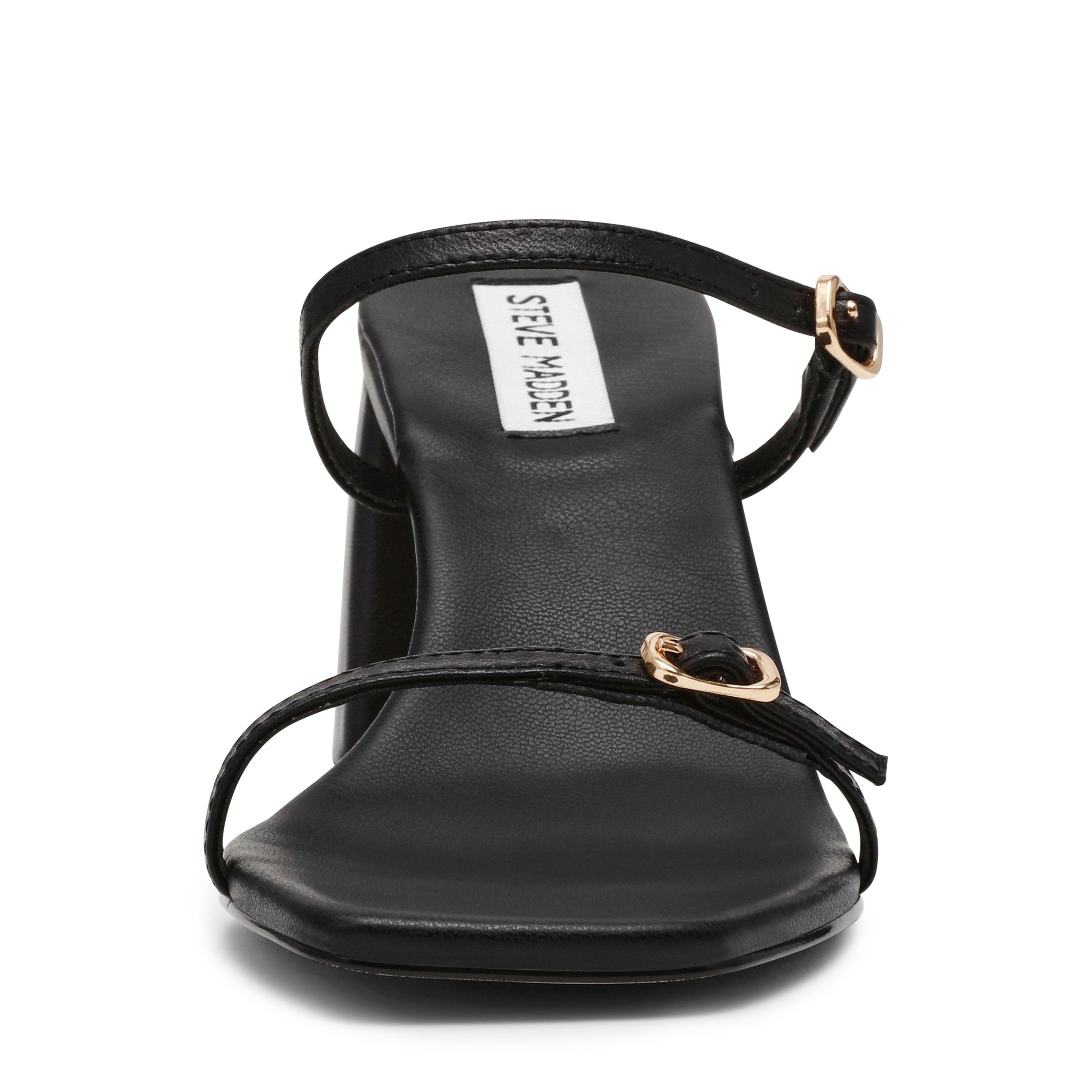 Reformer-In Black Leather Heeled Sandal