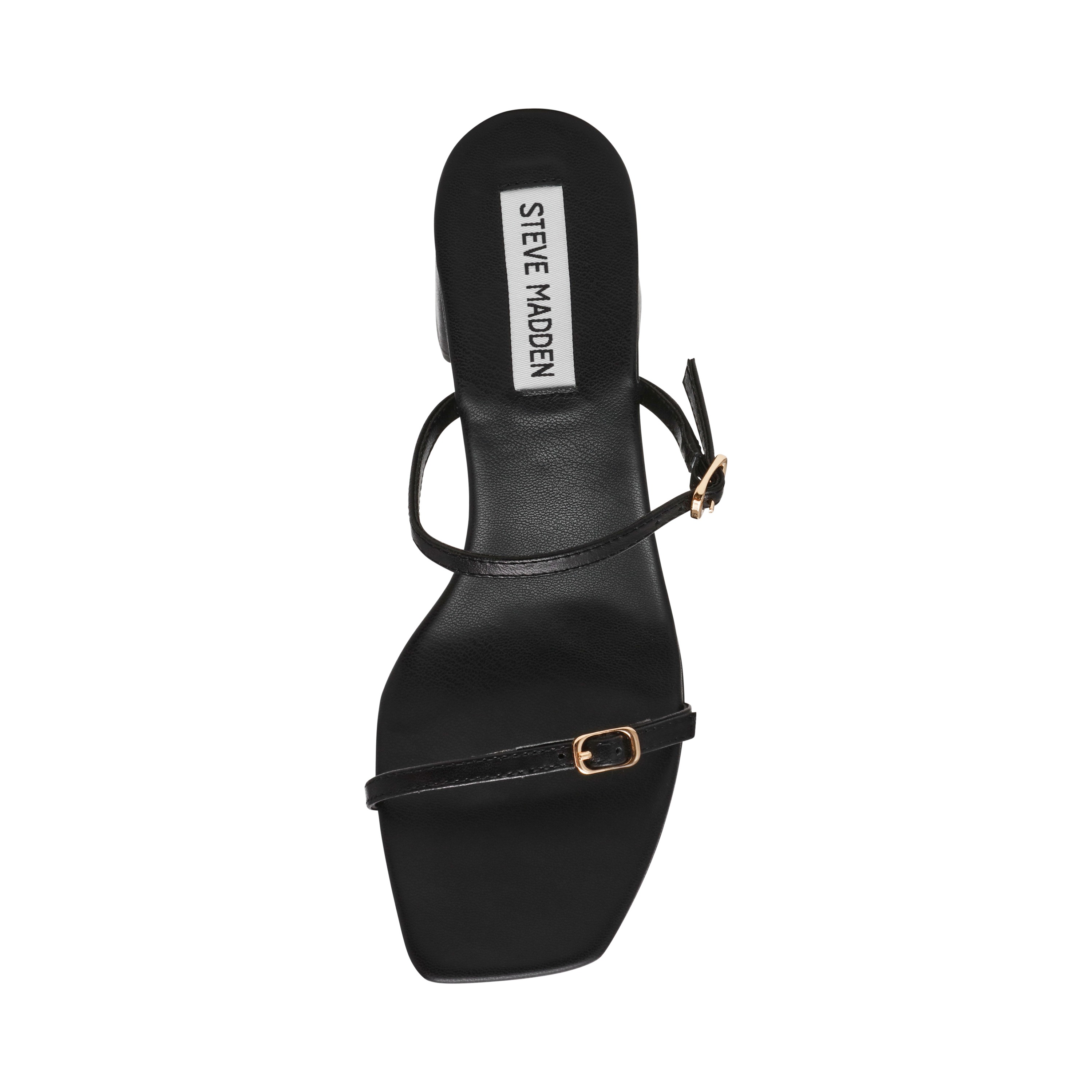 Reformer-In Black Leather Heeled Sandal