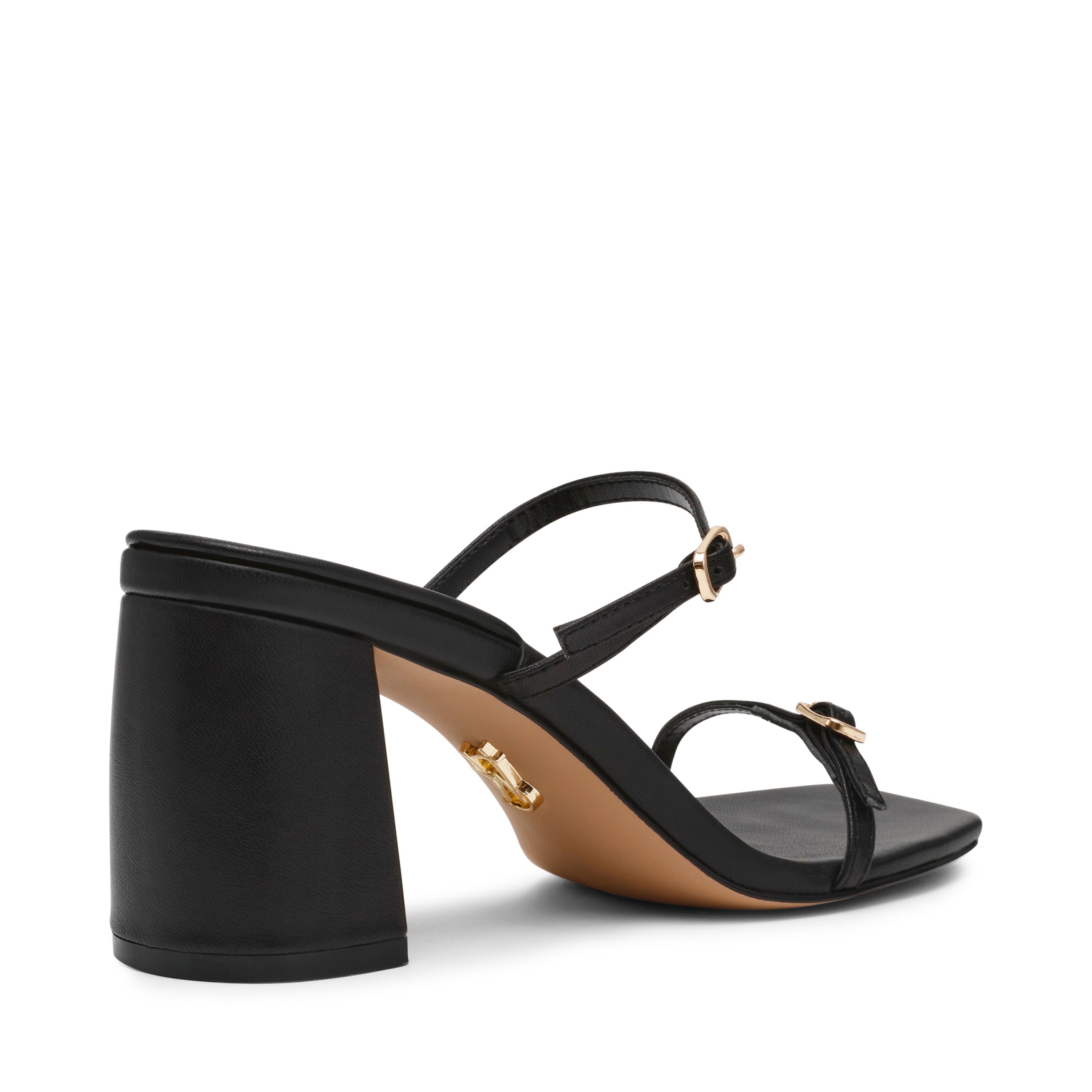 Reformer-In Black Leather Heeled Sandal