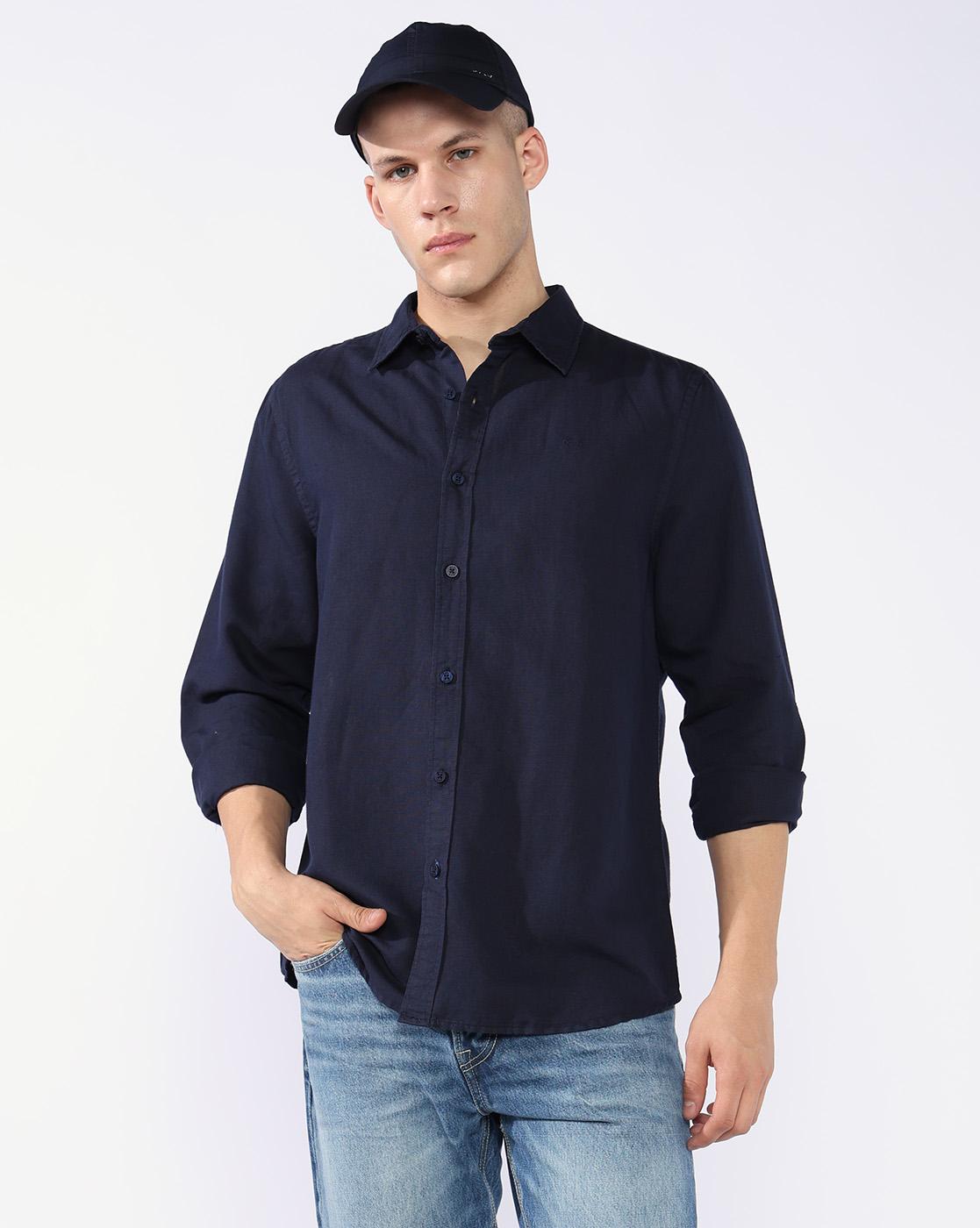 GAS | Regular Fit Linen Cotton Shirt with Signature Branding