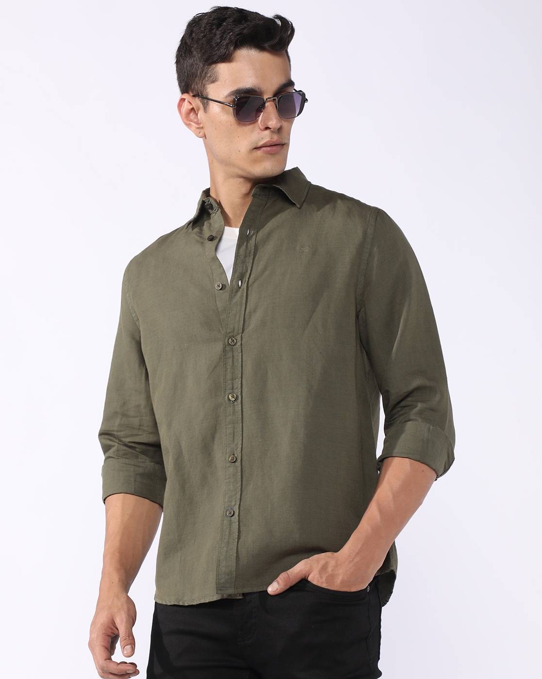 GAS | Regular Fit Linen Cotton Shirt with Signature Branding