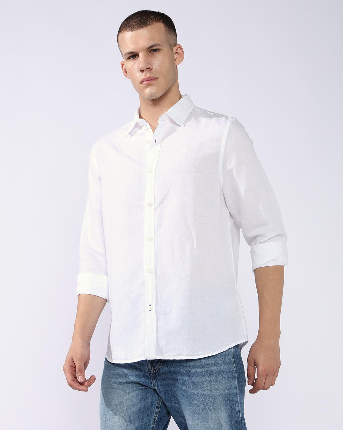 GAS | Regular Fit Linen Cotton Shirt with Signature Branding