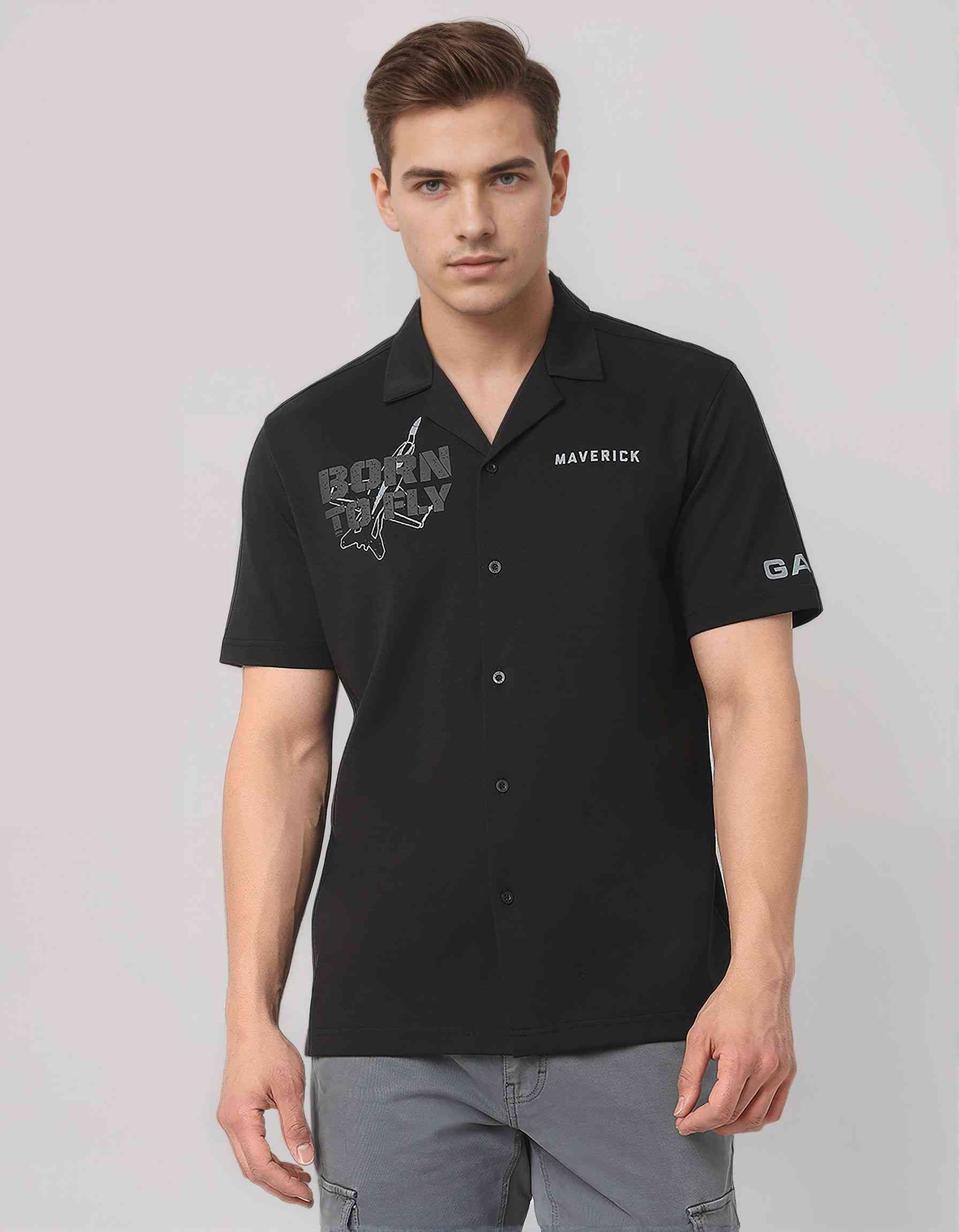 GAS | Maverick Born To Fly Puff Print Shirt