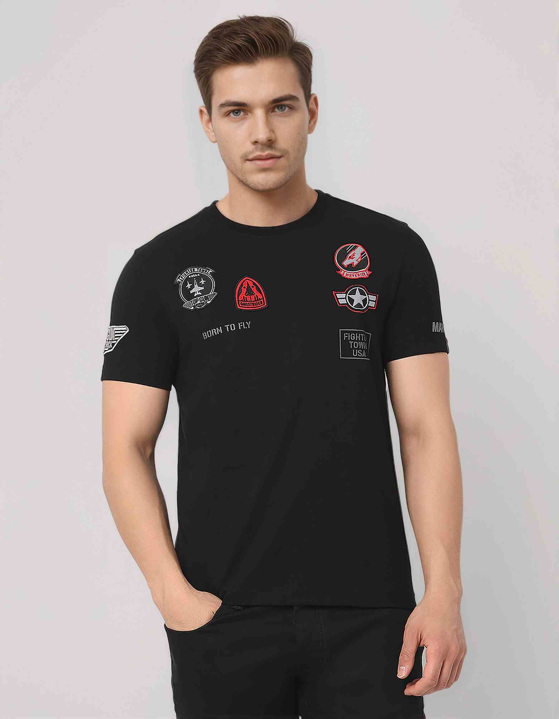 GAS | Maverick Crewneck T-Shirt with Applique Badge