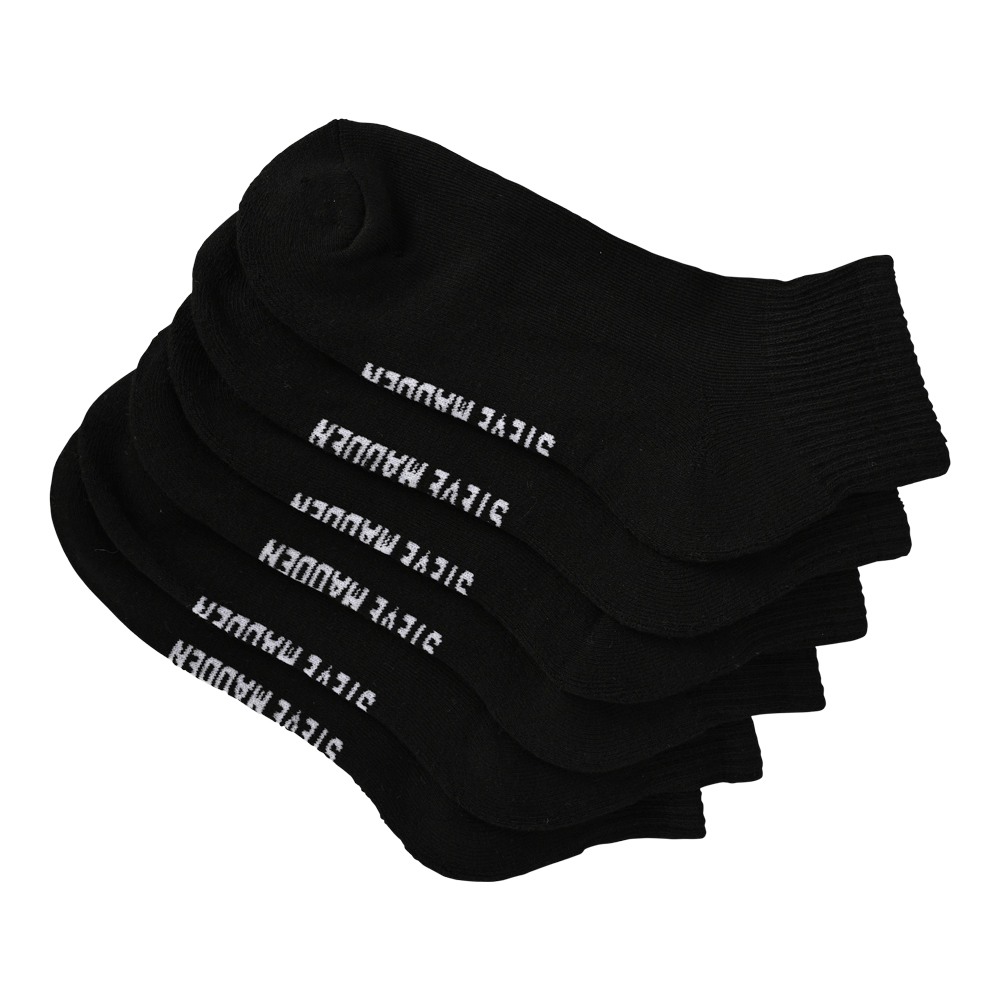 6 Pack Peyton Ribbed Quarter Socks Black