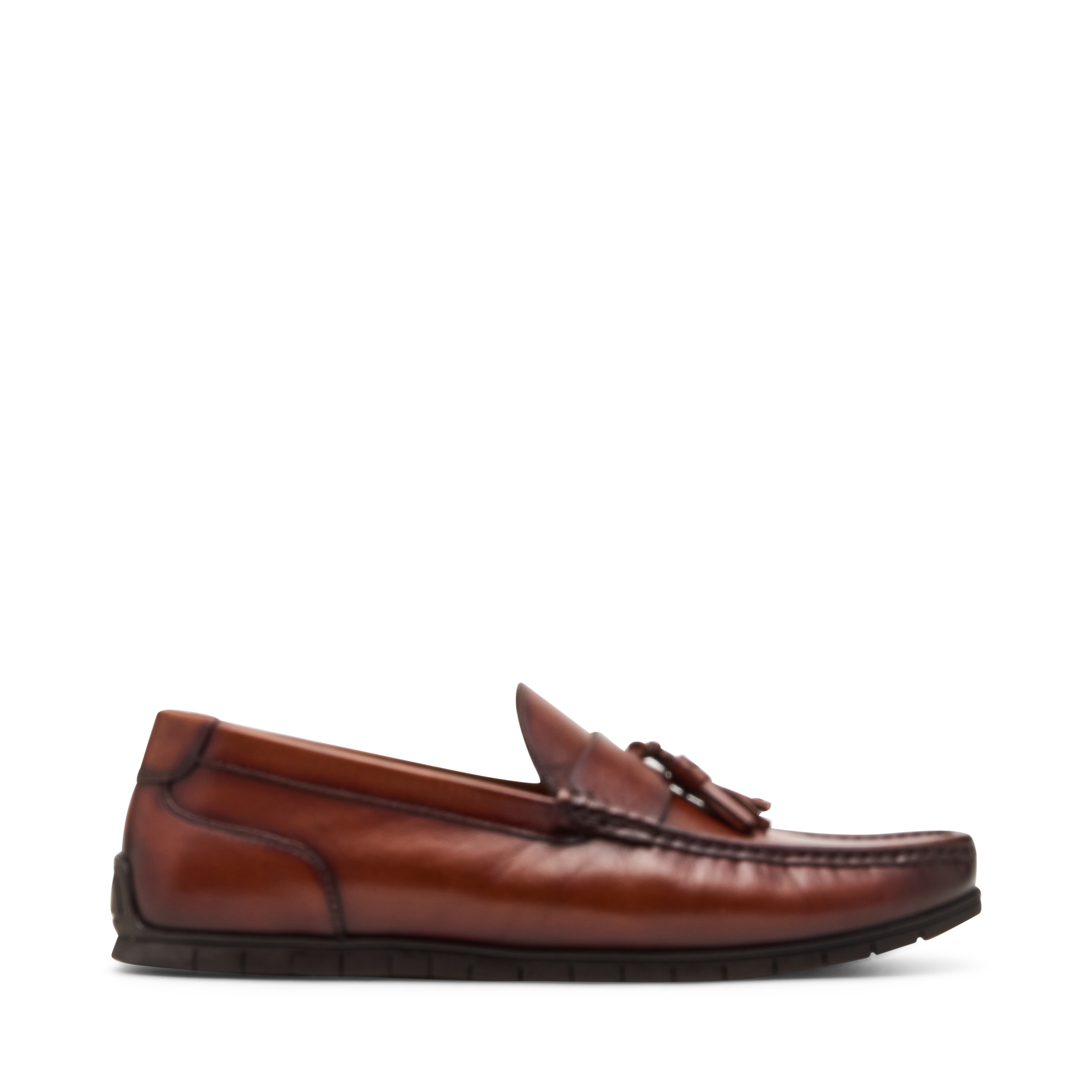Mylen Tan Leather Driver Loafers