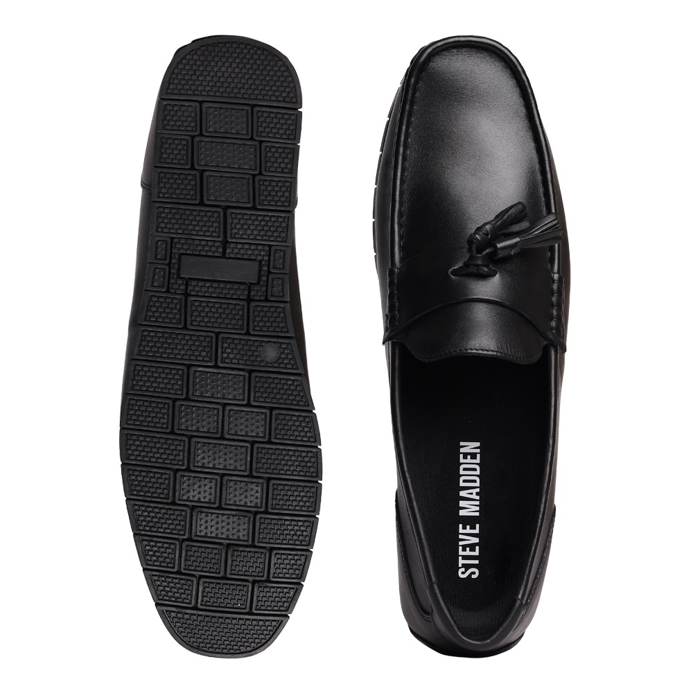 Mylen Black Leather Driver Loafers