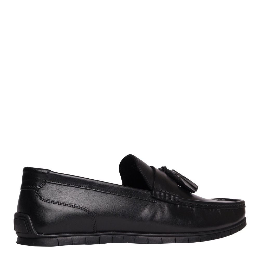 Mylen Black Leather Driver Loafers