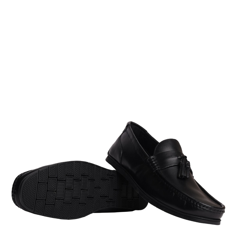 Mylen Black Leather Driver Loafers