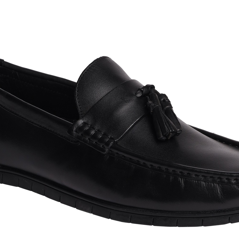 Mylen Black Leather Driver Loafers