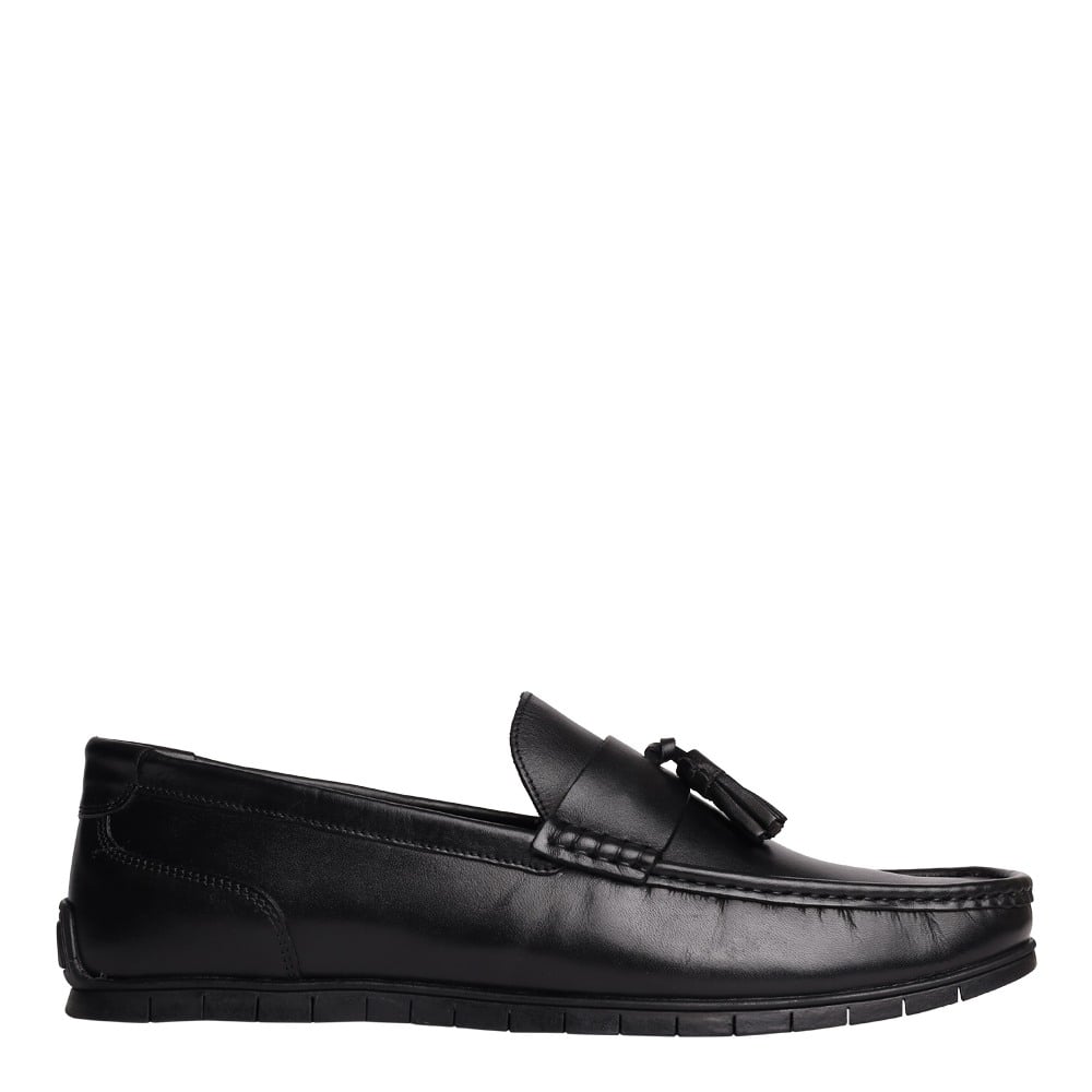 Mylen Black Leather Driver Loafers