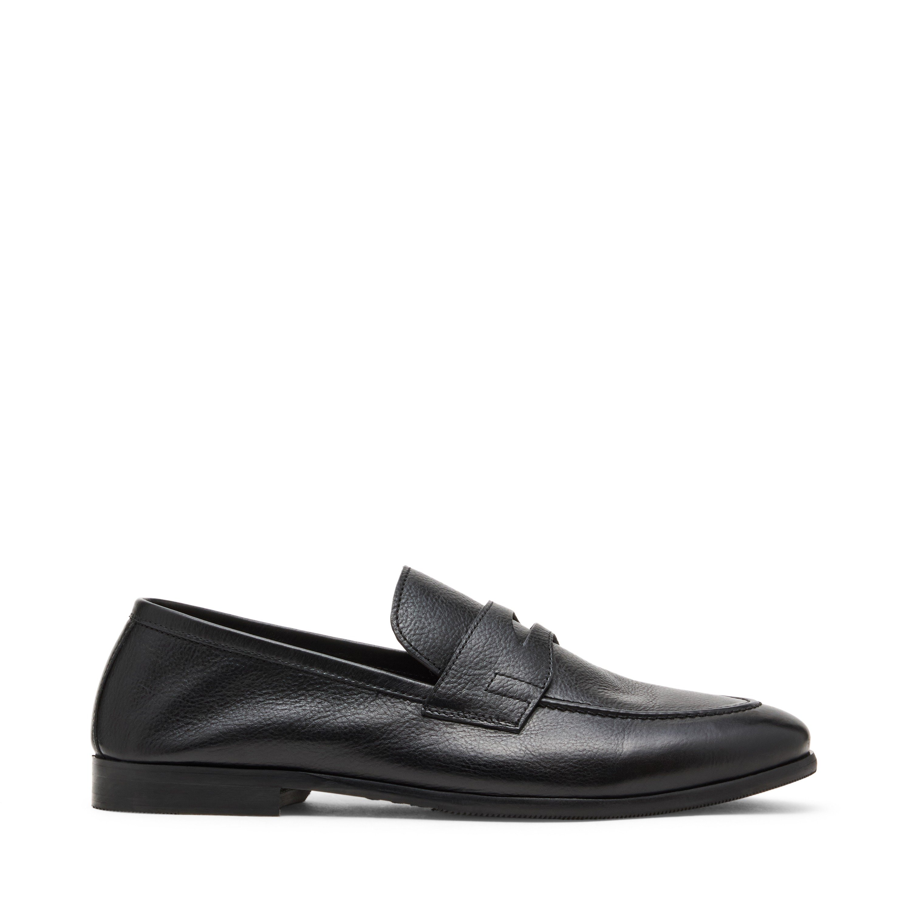 Tavin Black Leather Tie-Ups & Dress Loafers