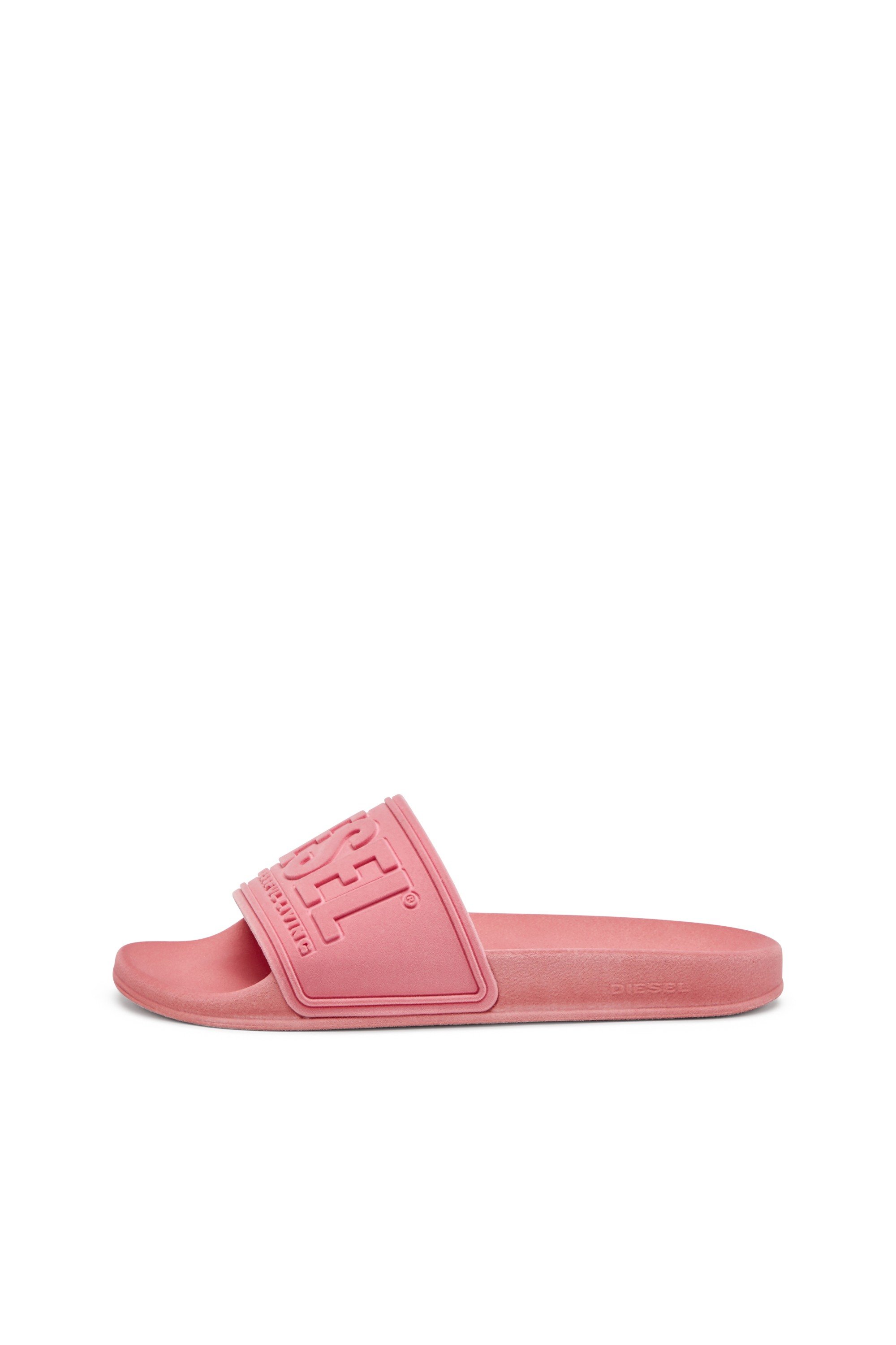 Pink Sa-Mayemi-Pool slides with velvety flocking