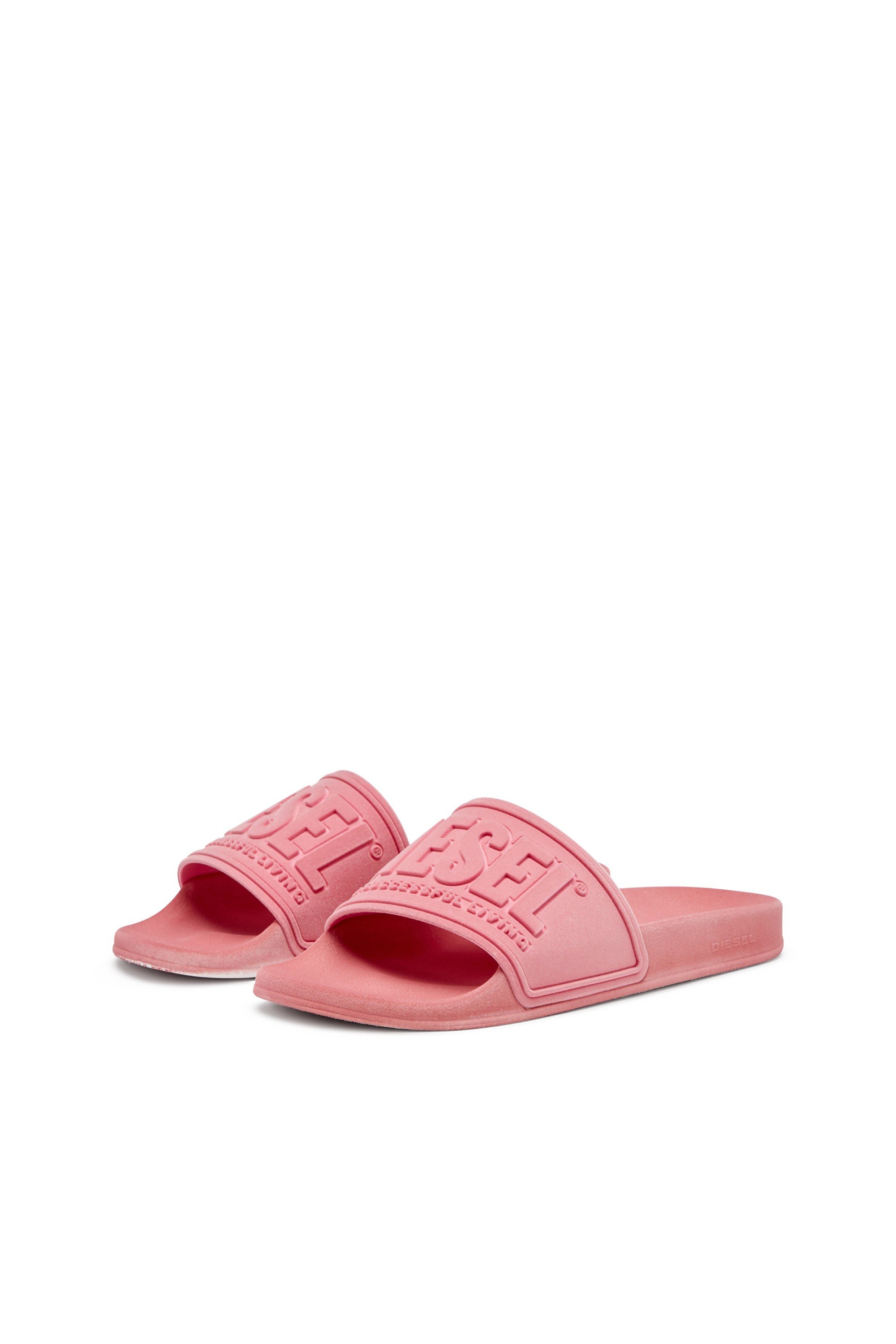 Pink Sa-Mayemi-Pool slides with velvety flocking