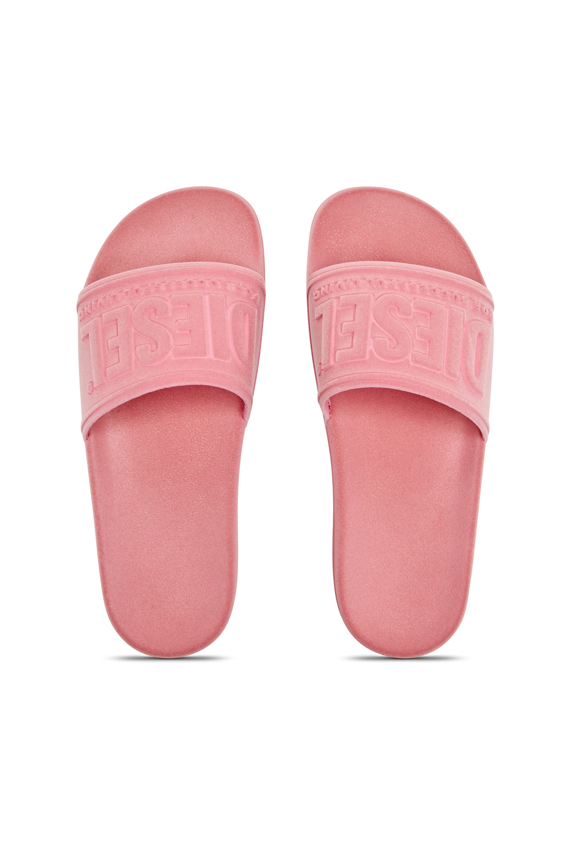 Pink Sa-Mayemi-Pool slides with velvety flocking