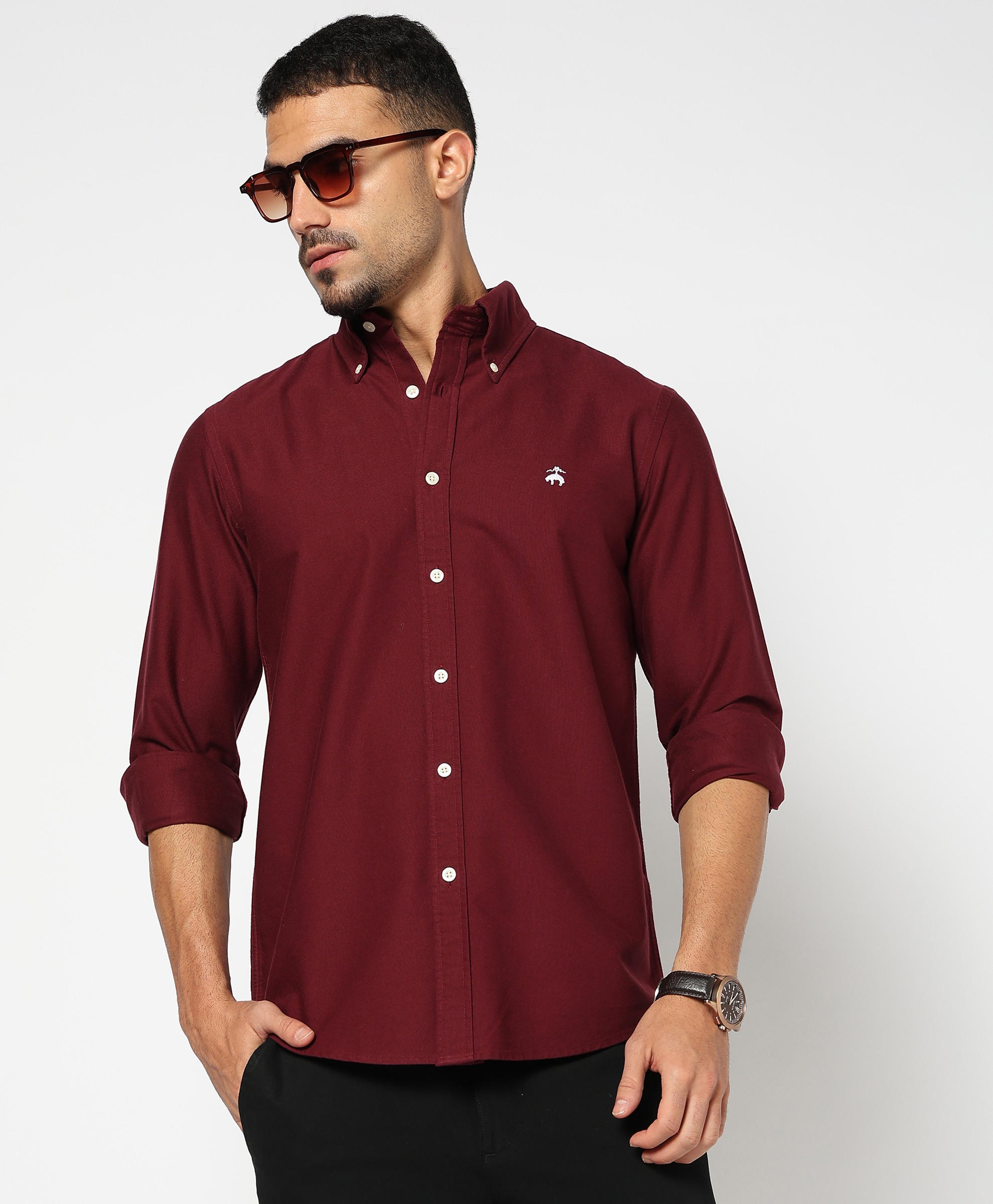 Brooks Brothers | Regular fitted Oxford Solid Sports Shirts