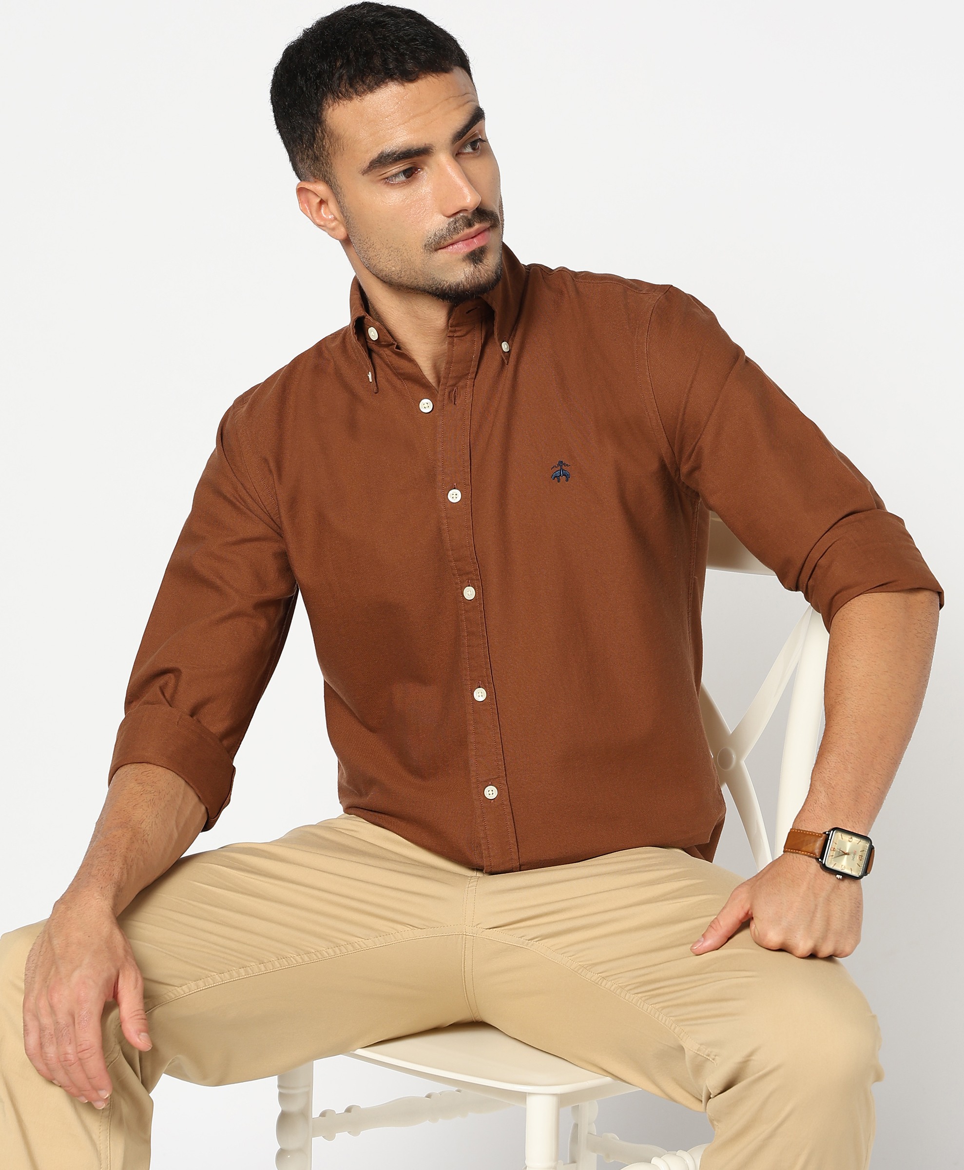 Brooks Brothers | Regular fitted Oxford Solid Sports Shirts