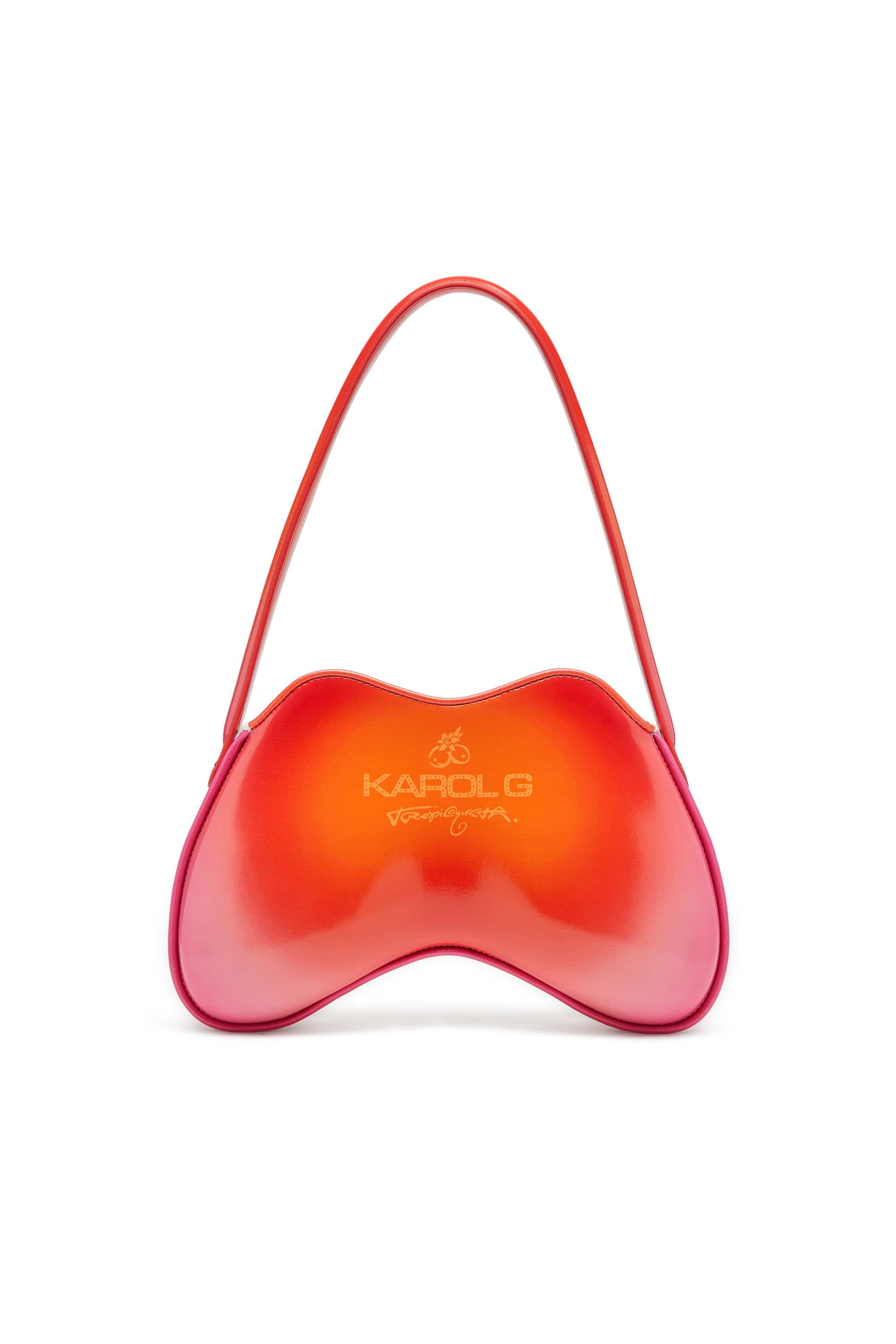 White Double-D-Glossy shoulder bag with lotus print