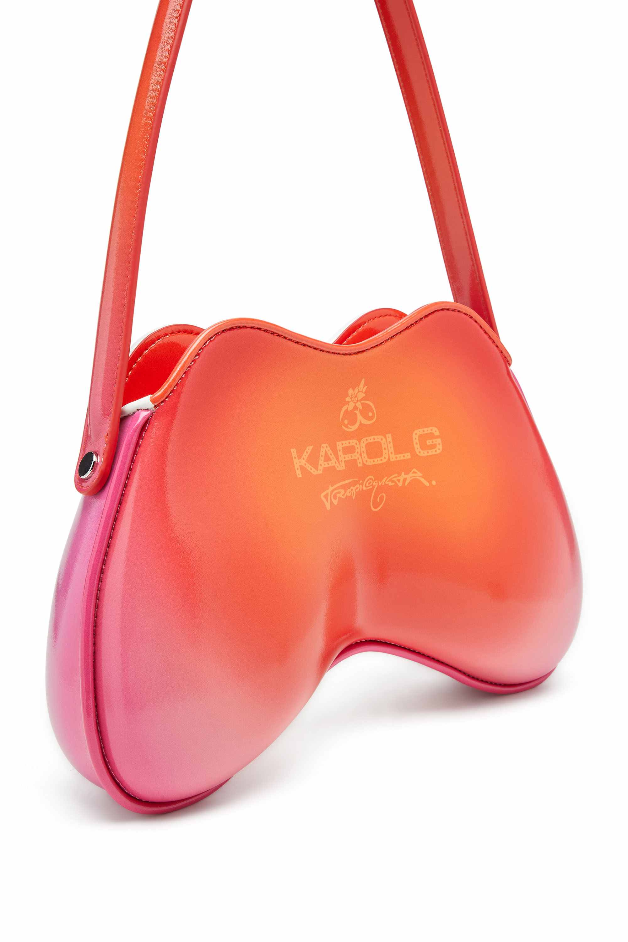 White Double-D-Glossy shoulder bag with lotus print