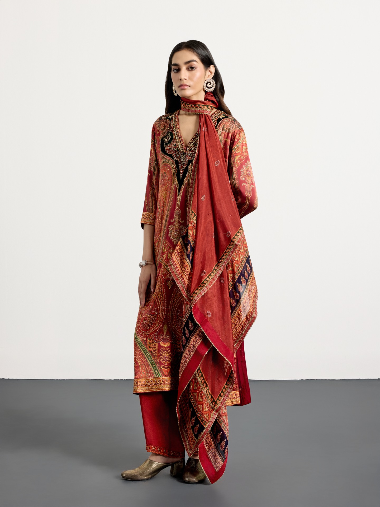 Burgundy Beige Royal Mirage Suit