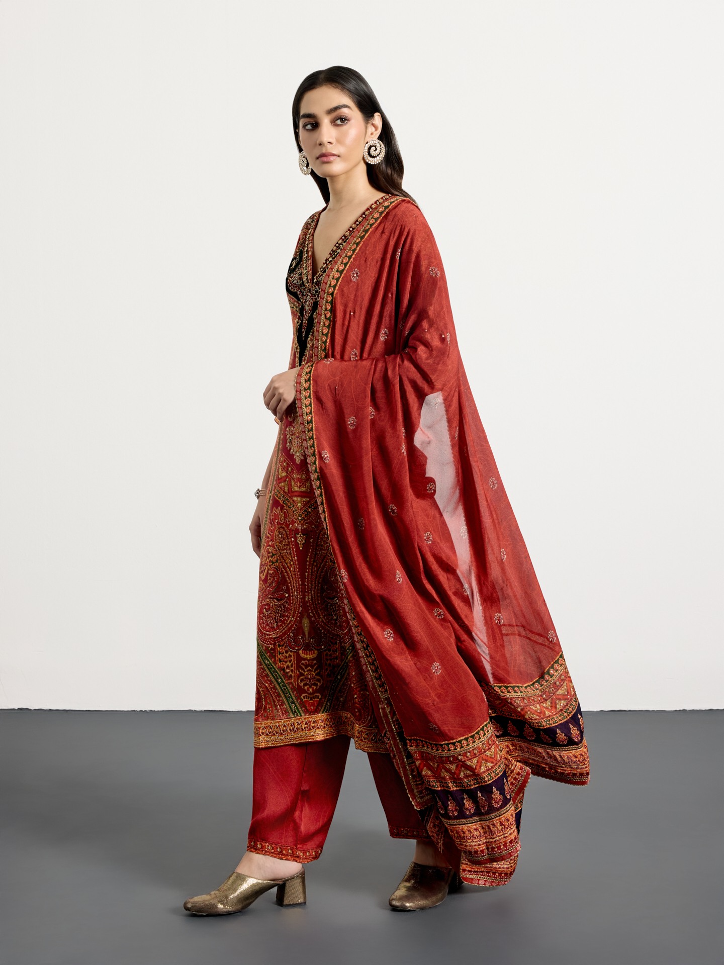 Burgundy Beige Royal Mirage Suit