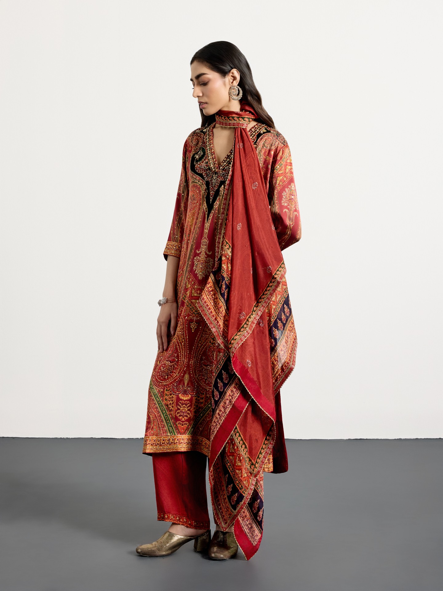 Burgundy Beige Royal Mirage Suit