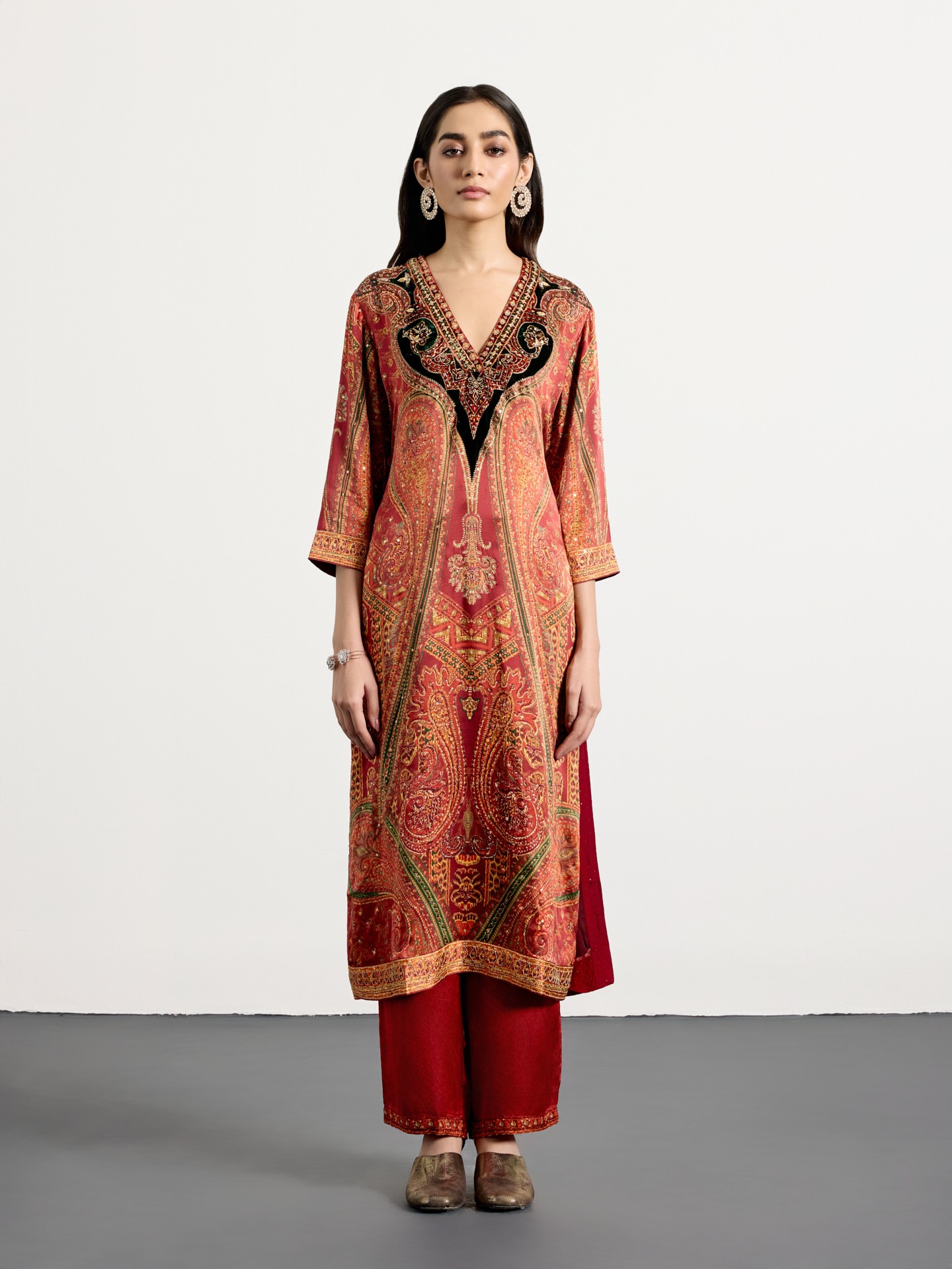 Burgundy Beige Royal Mirage Suit