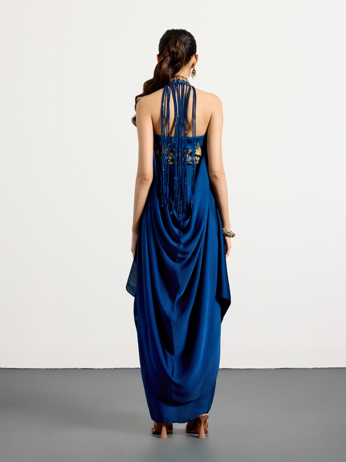 Royal Blue Antique Floral Lehenga