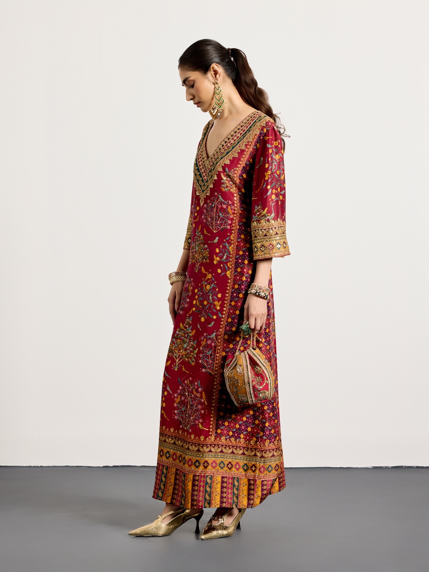 Prune Multi Gulzar Garden Suit