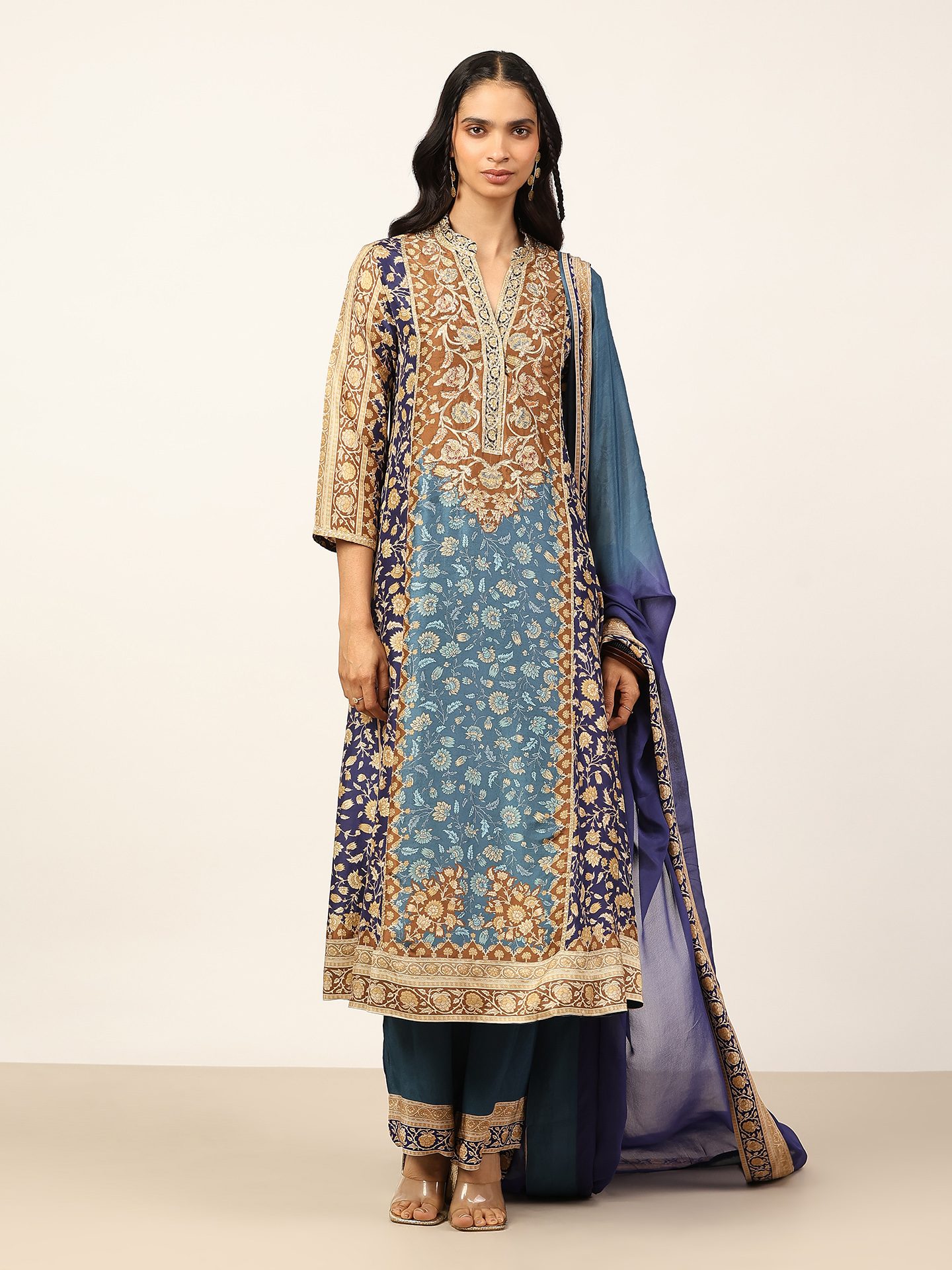 Blue & Multi Floral Garden K Suit Set