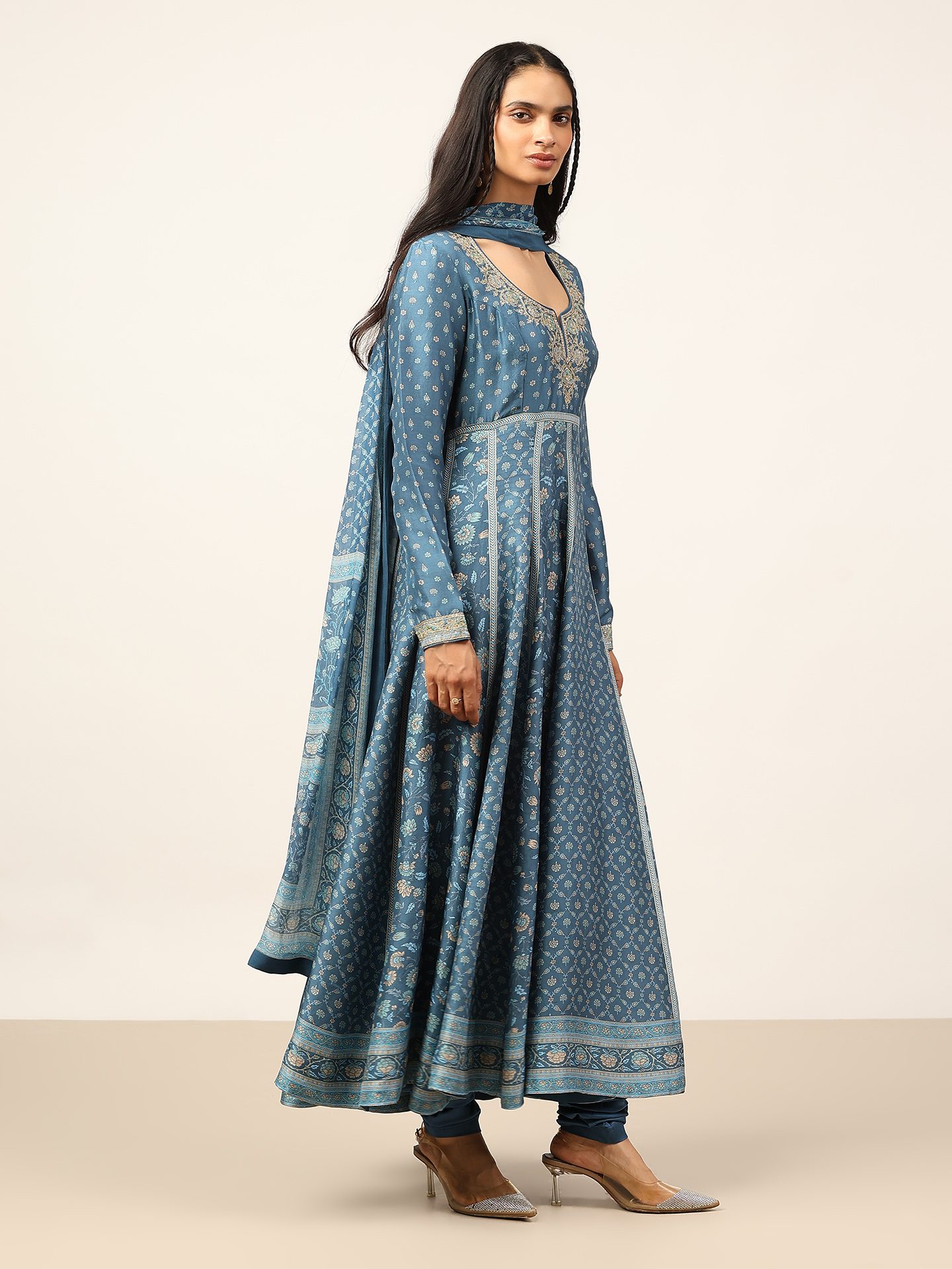 Teal Blue Floral Garden K Suit Set