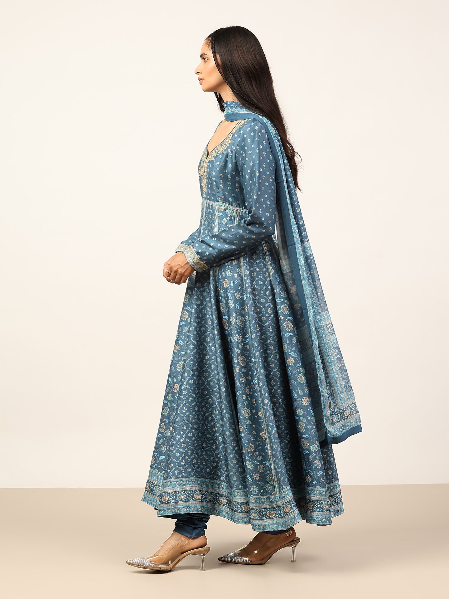 Teal Blue Floral Garden K Suit Set