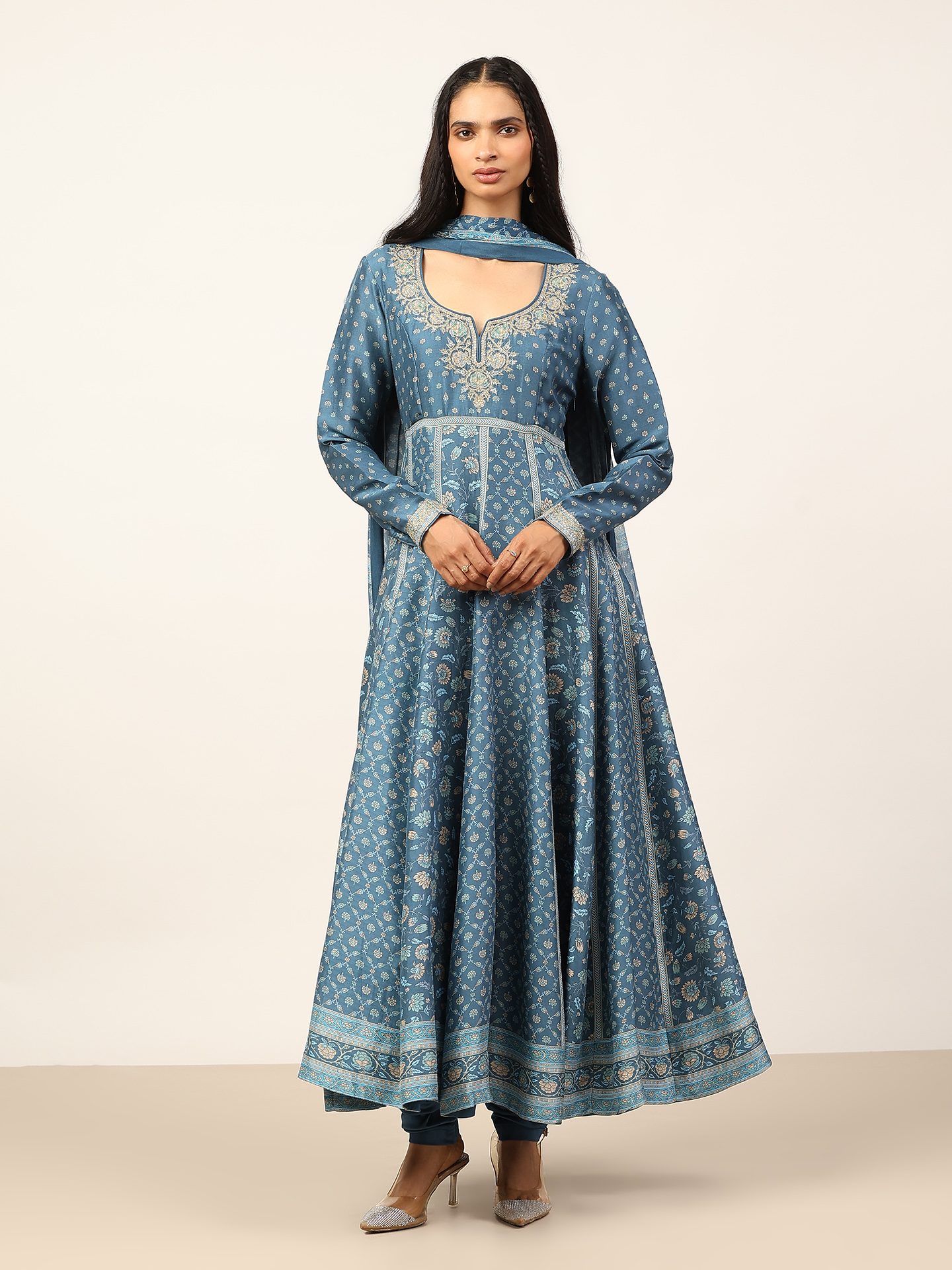 Teal Blue Floral Garden K Suit Set