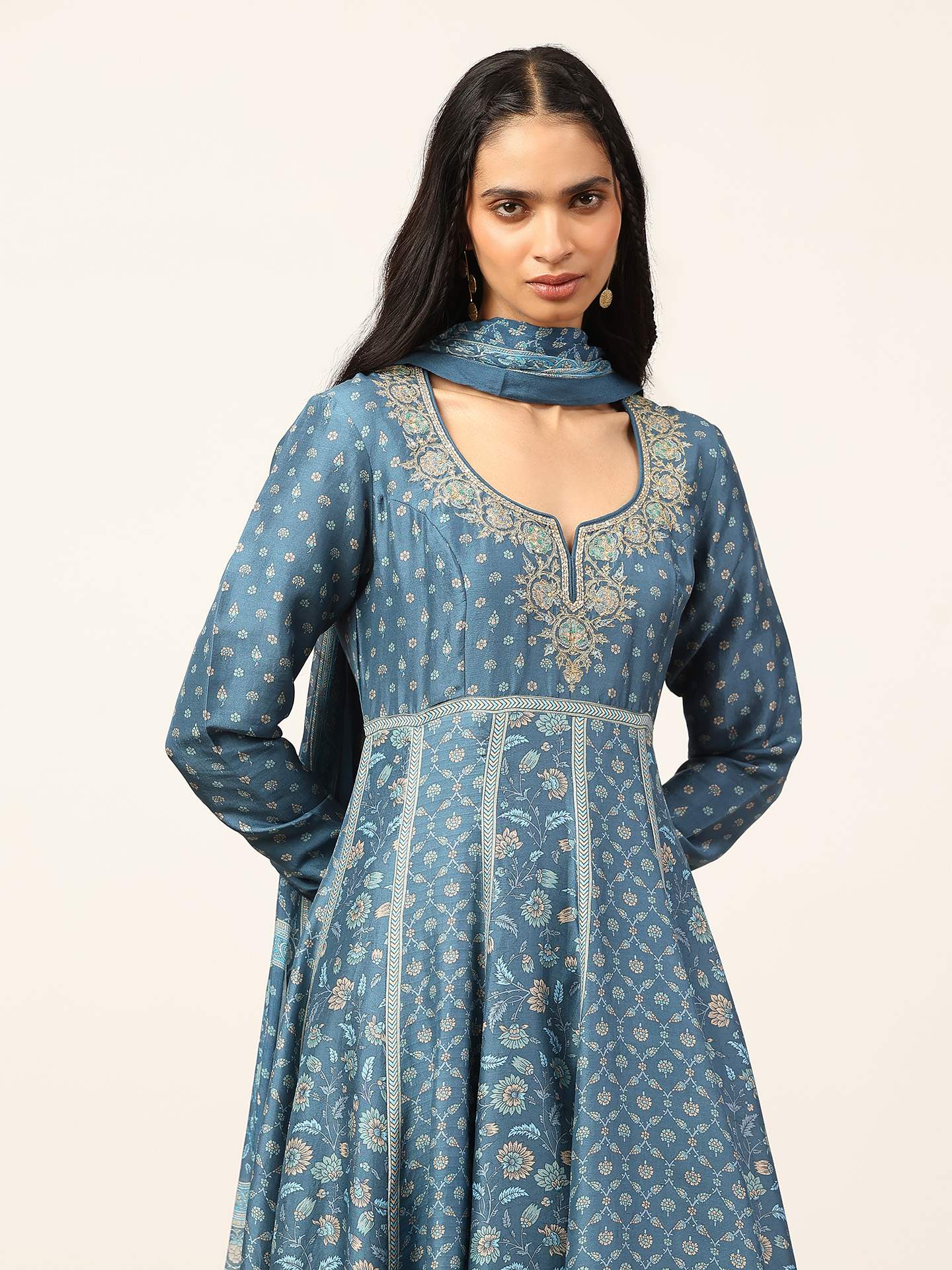 Teal Blue Floral Garden K Suit Set