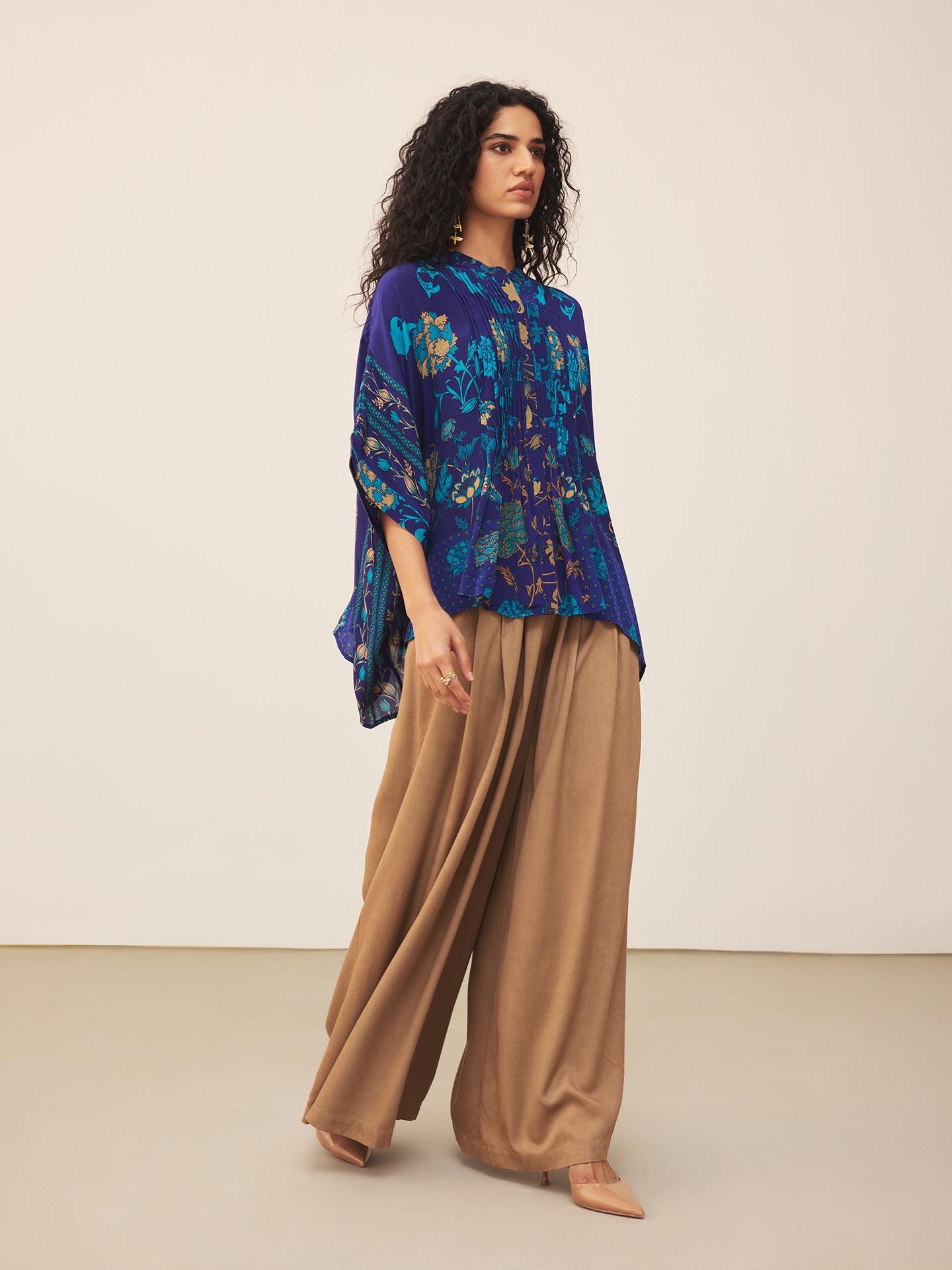 Royal & Turquoise Calico K Kurti