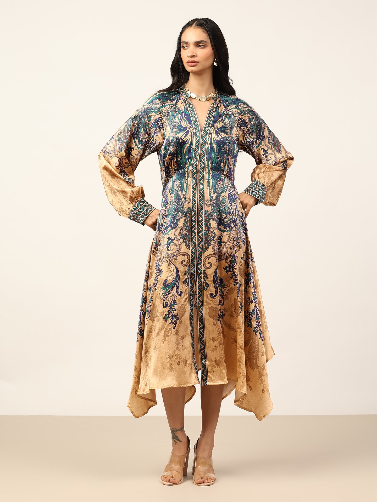 Beige & Indigo Valerie K Dress
