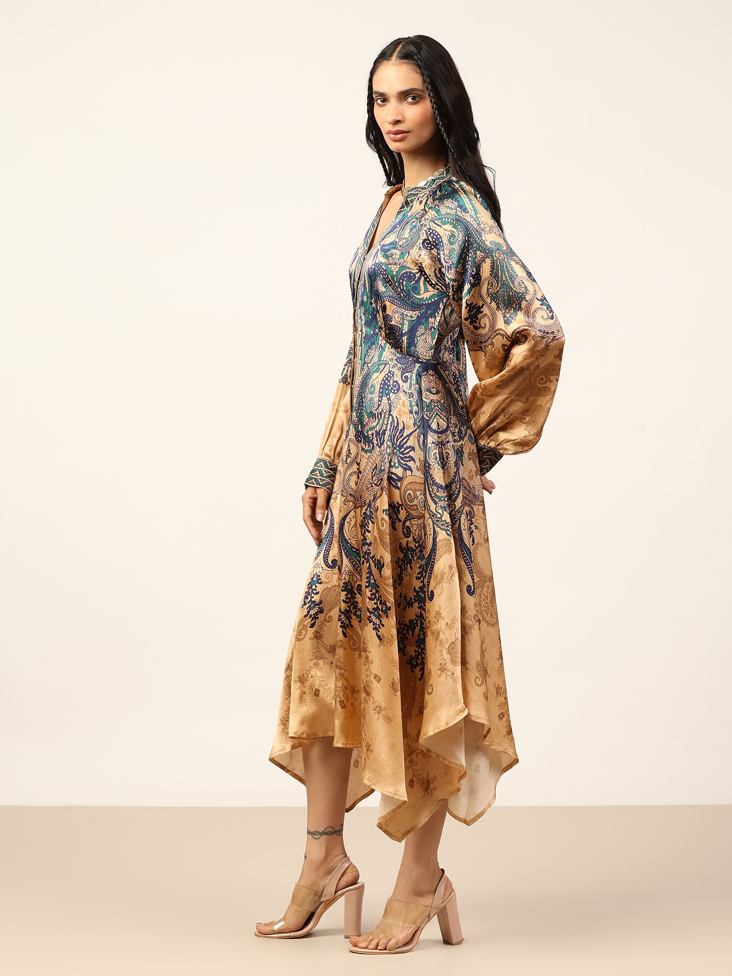 Beige & Indigo Valerie K Dress
