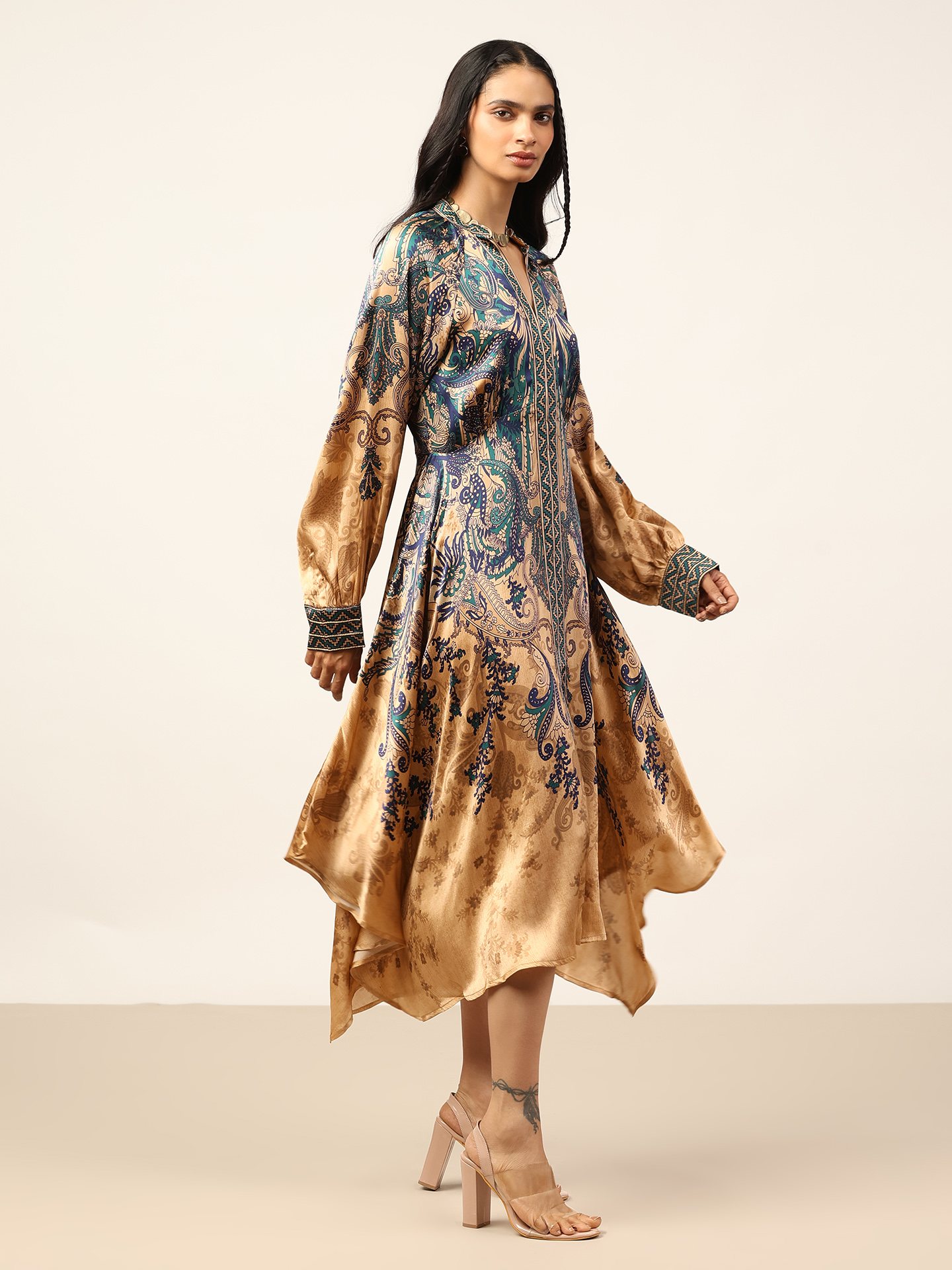 Beige & Indigo Valerie K Dress