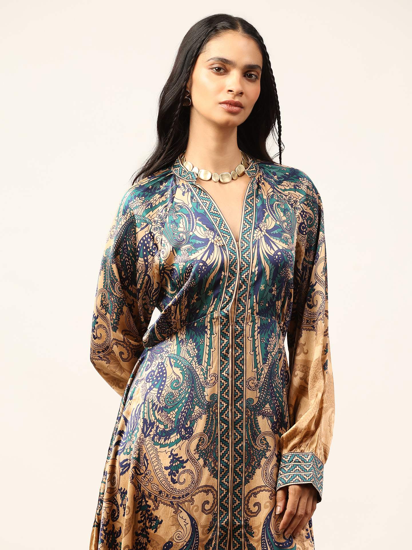Beige & Indigo Valerie K Dress