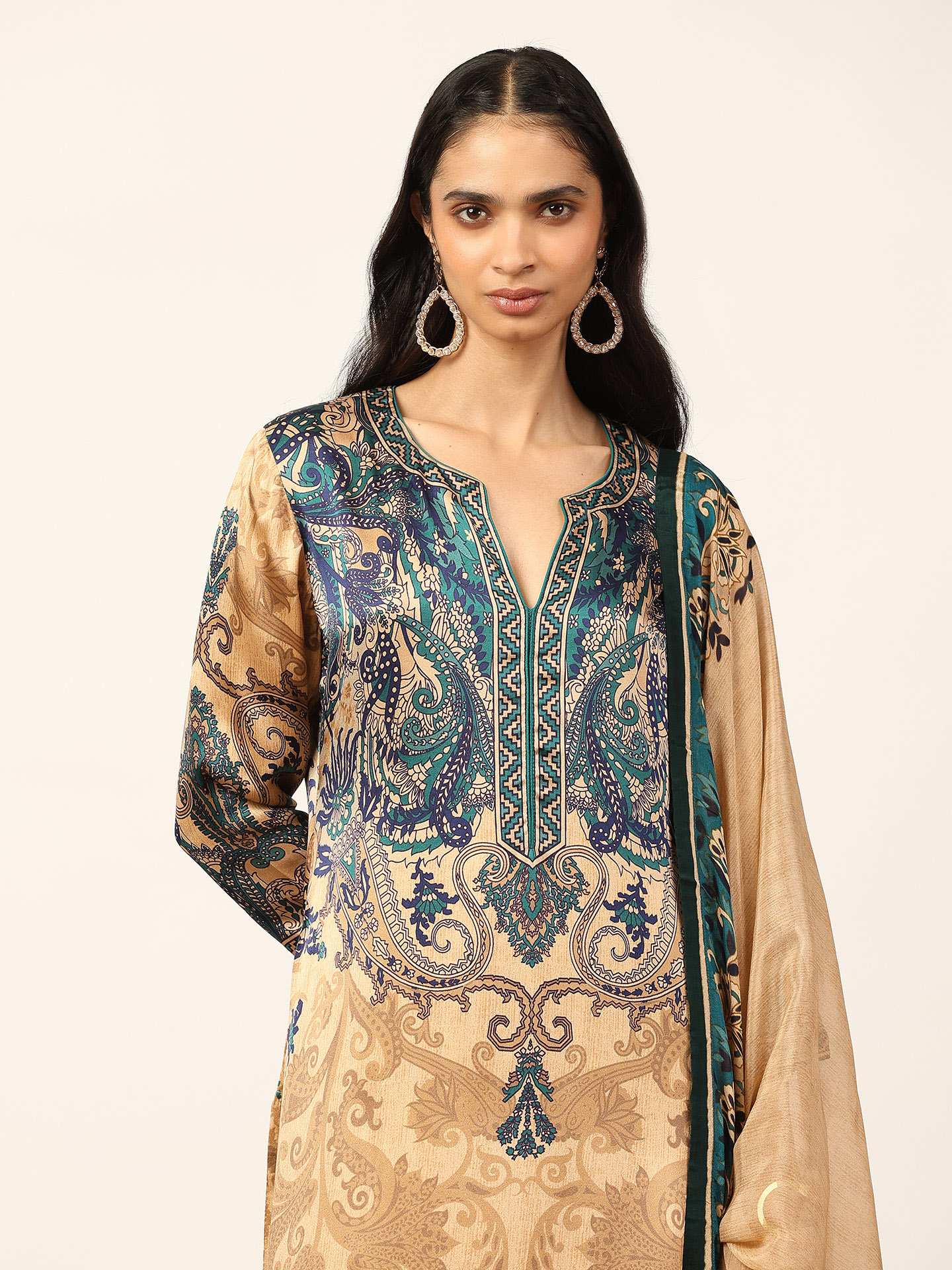 Beige & Indigo Valerie K Suit Set