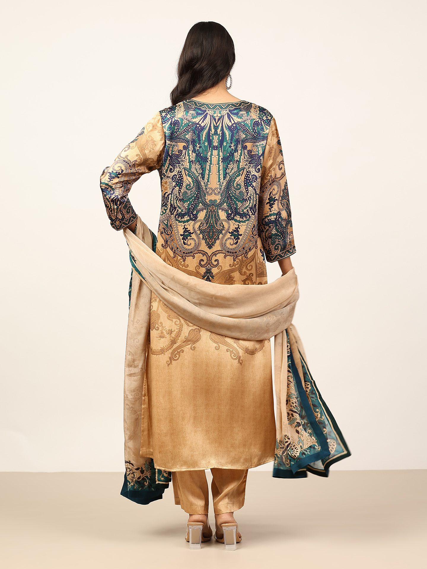 Beige & Indigo Valerie K Suit Set