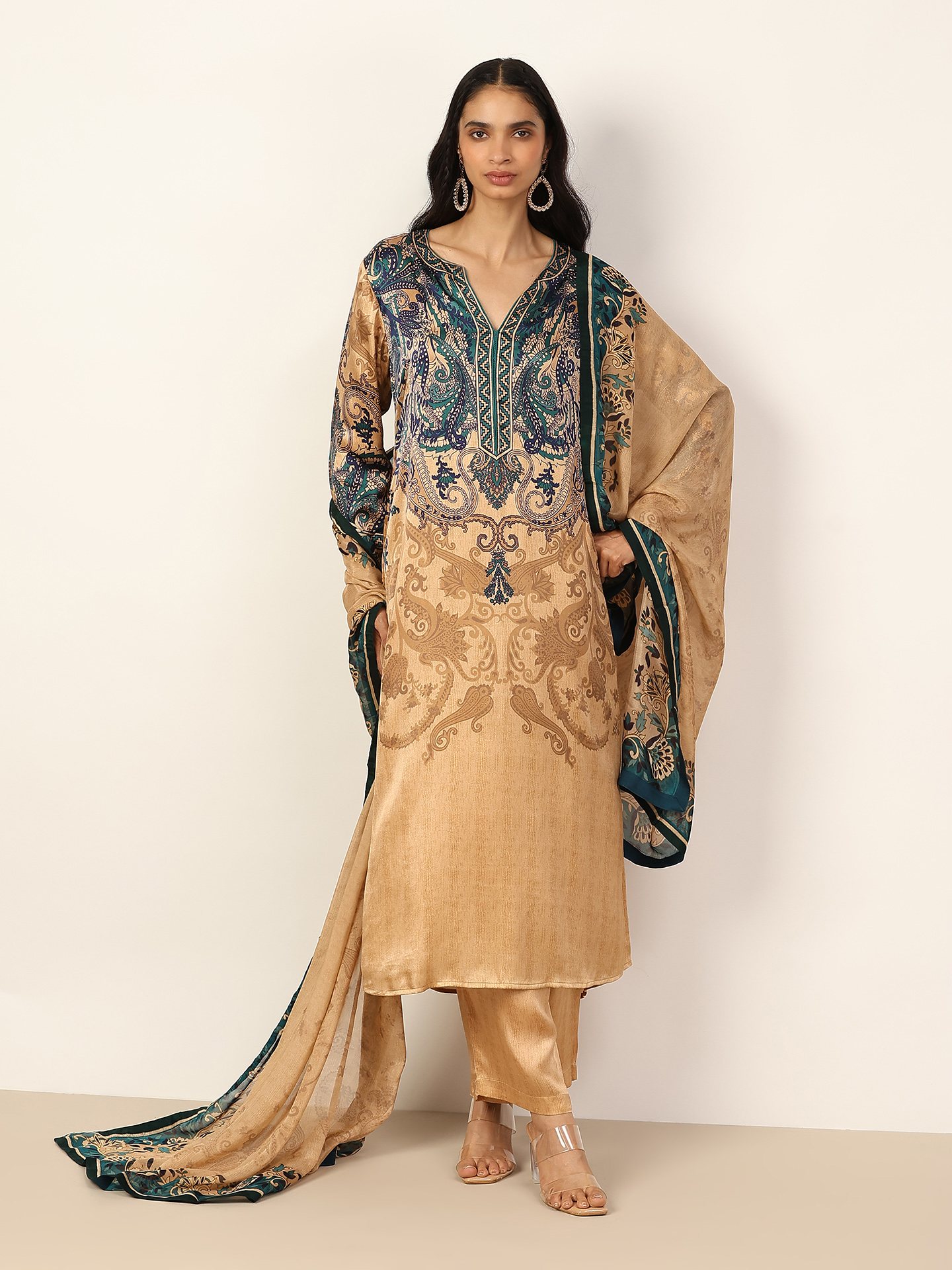 Beige & Indigo Valerie K Suit Set