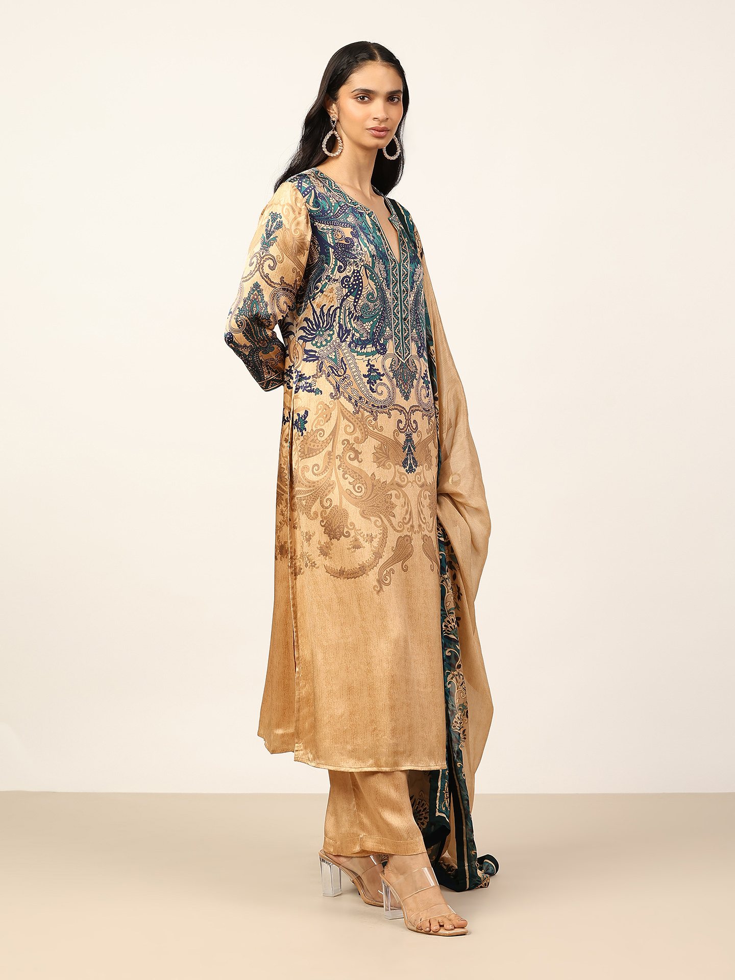 Beige & Indigo Valerie K Suit Set