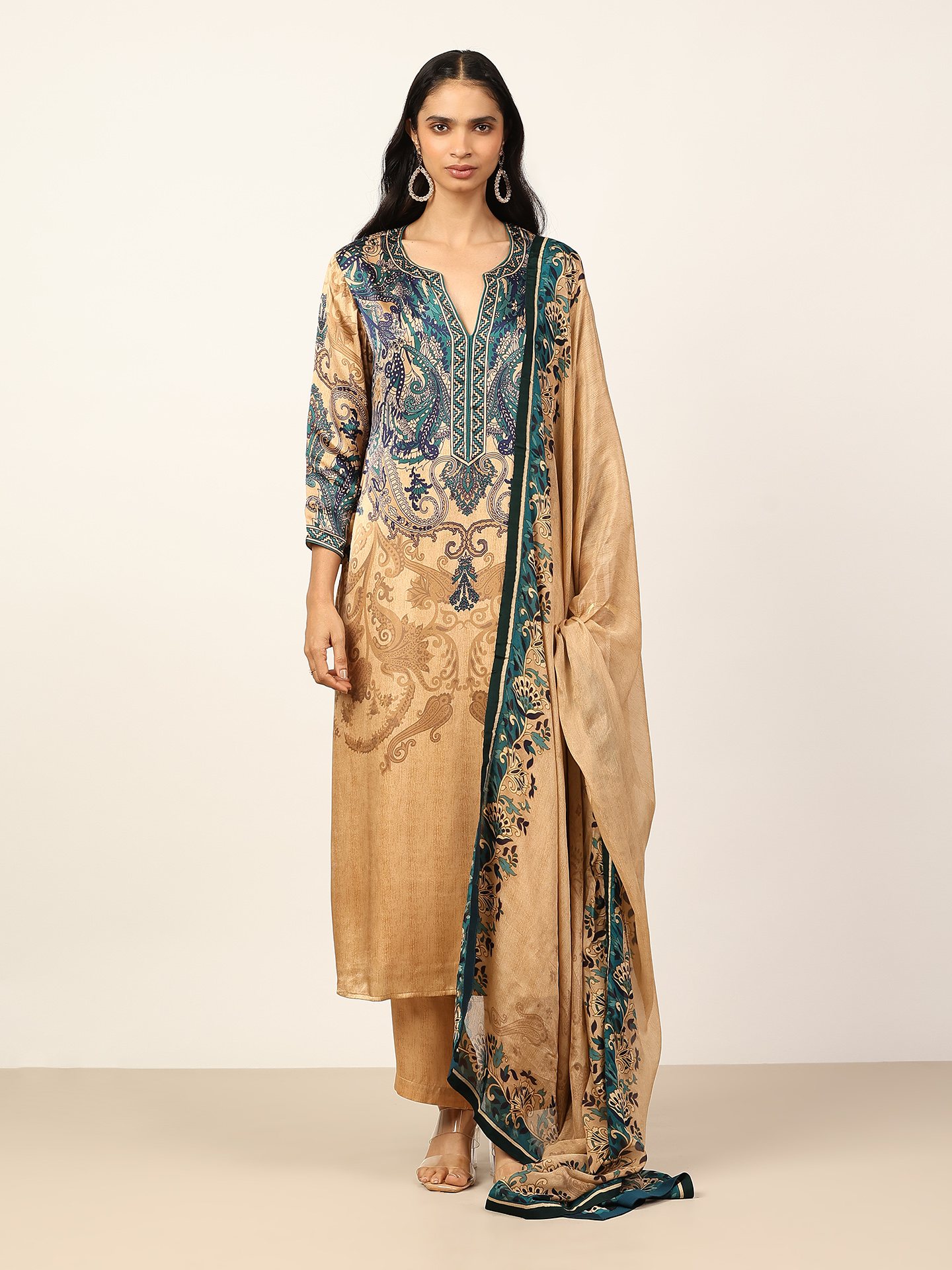 Beige & Indigo Valerie K Suit Set