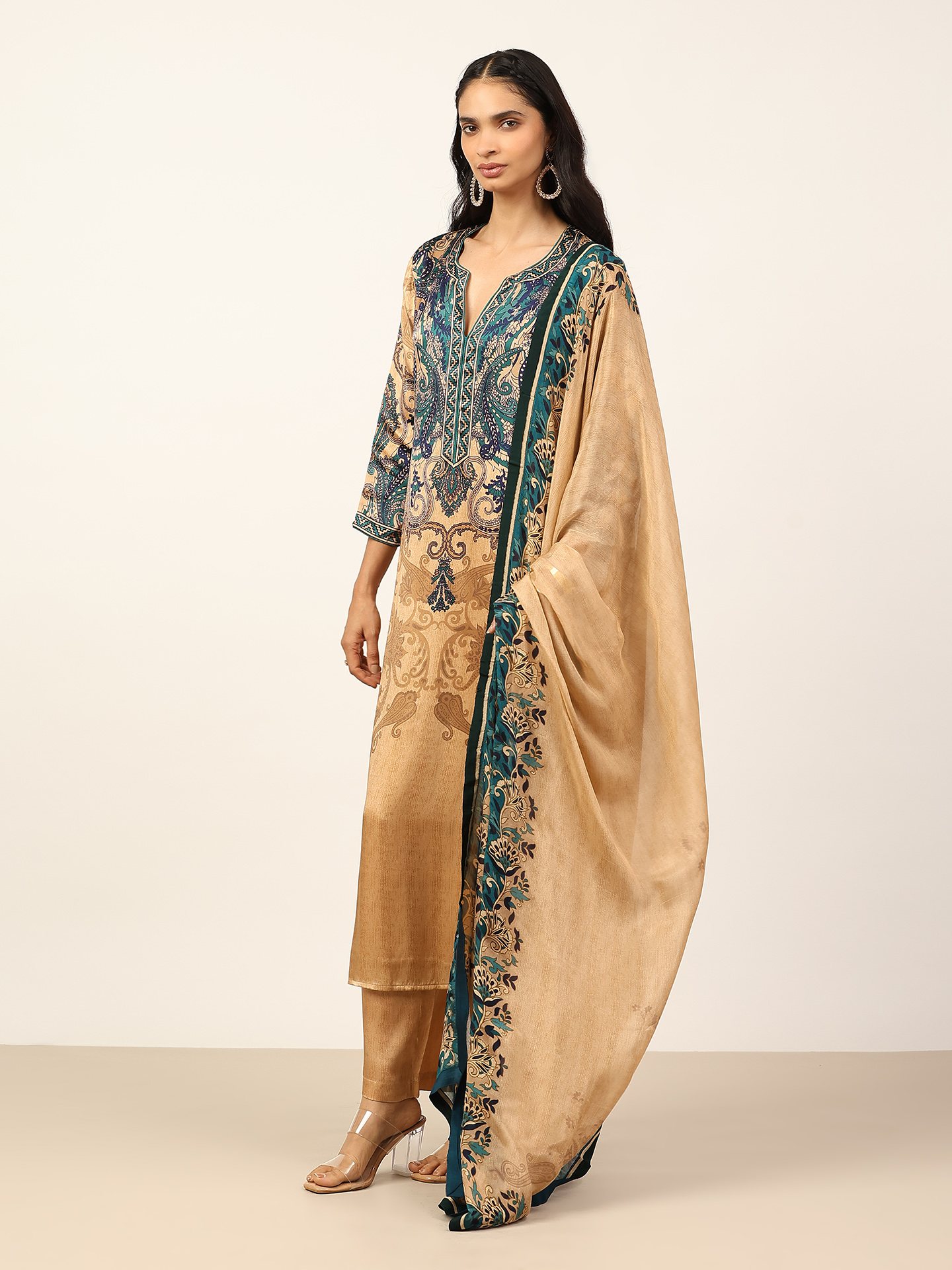 Beige & Indigo Valerie K Suit Set