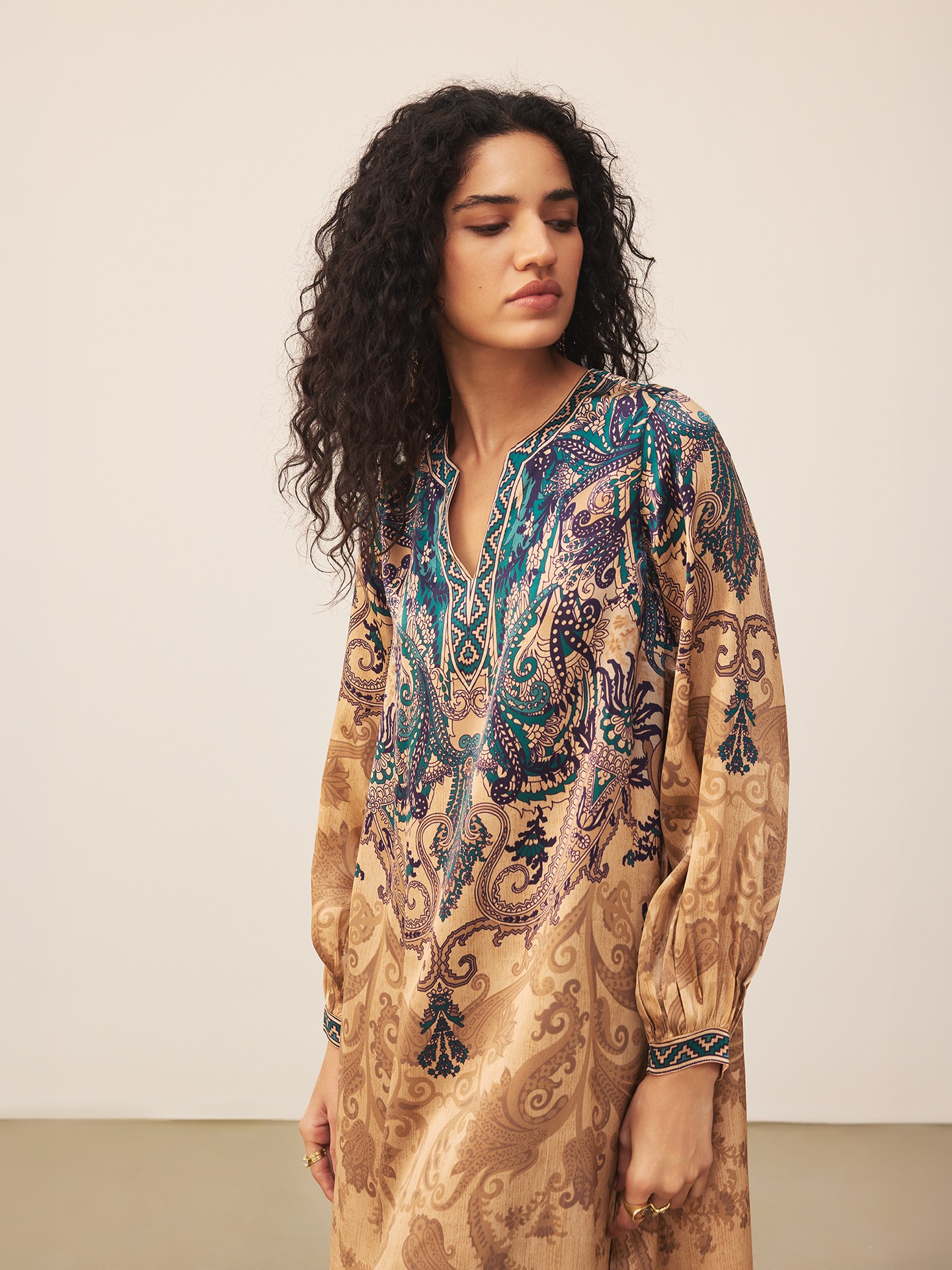Beige & Indigo Valerie K Kurti