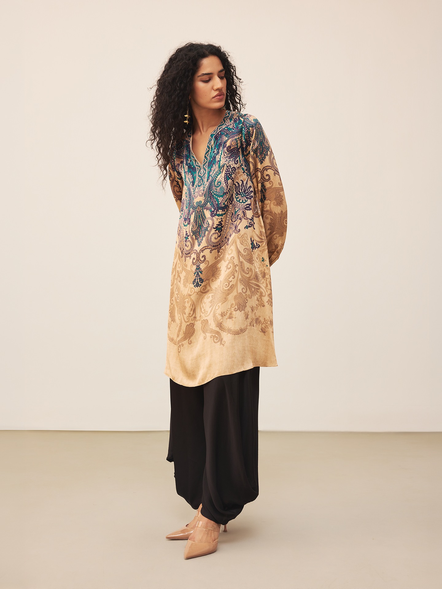 Beige & Indigo Valerie K Kurti