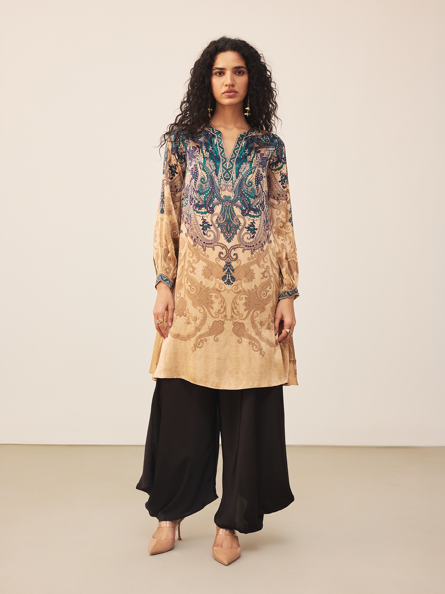 Beige & Indigo Valerie K Kurti